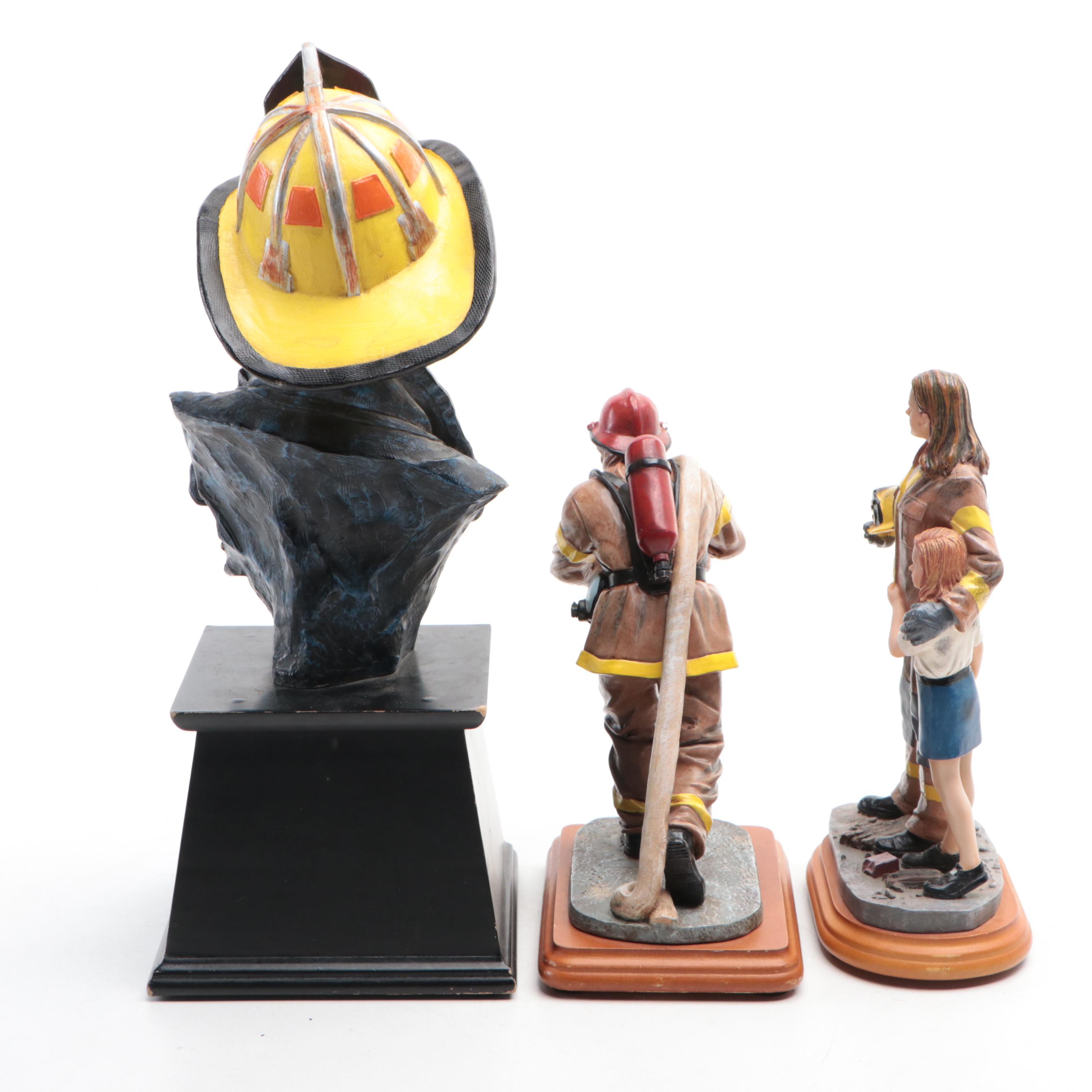 Vanmark Red Hats of Courage Resin Firefighter Figurines