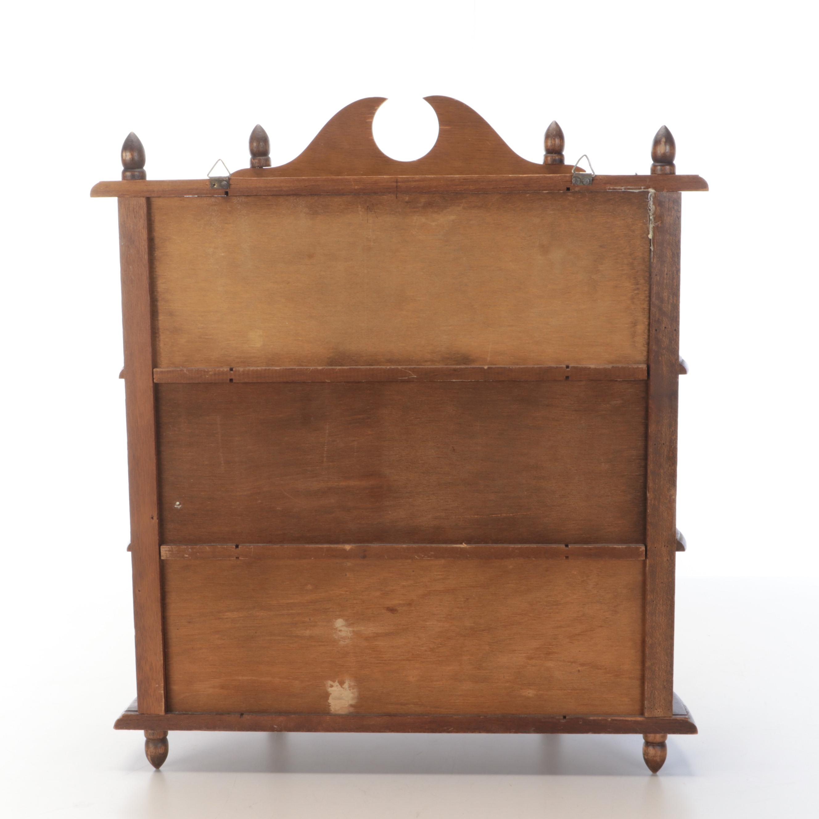 Federal Style Wooden Wall Hanging Curio Cabinet, Mid to Late 20th Century