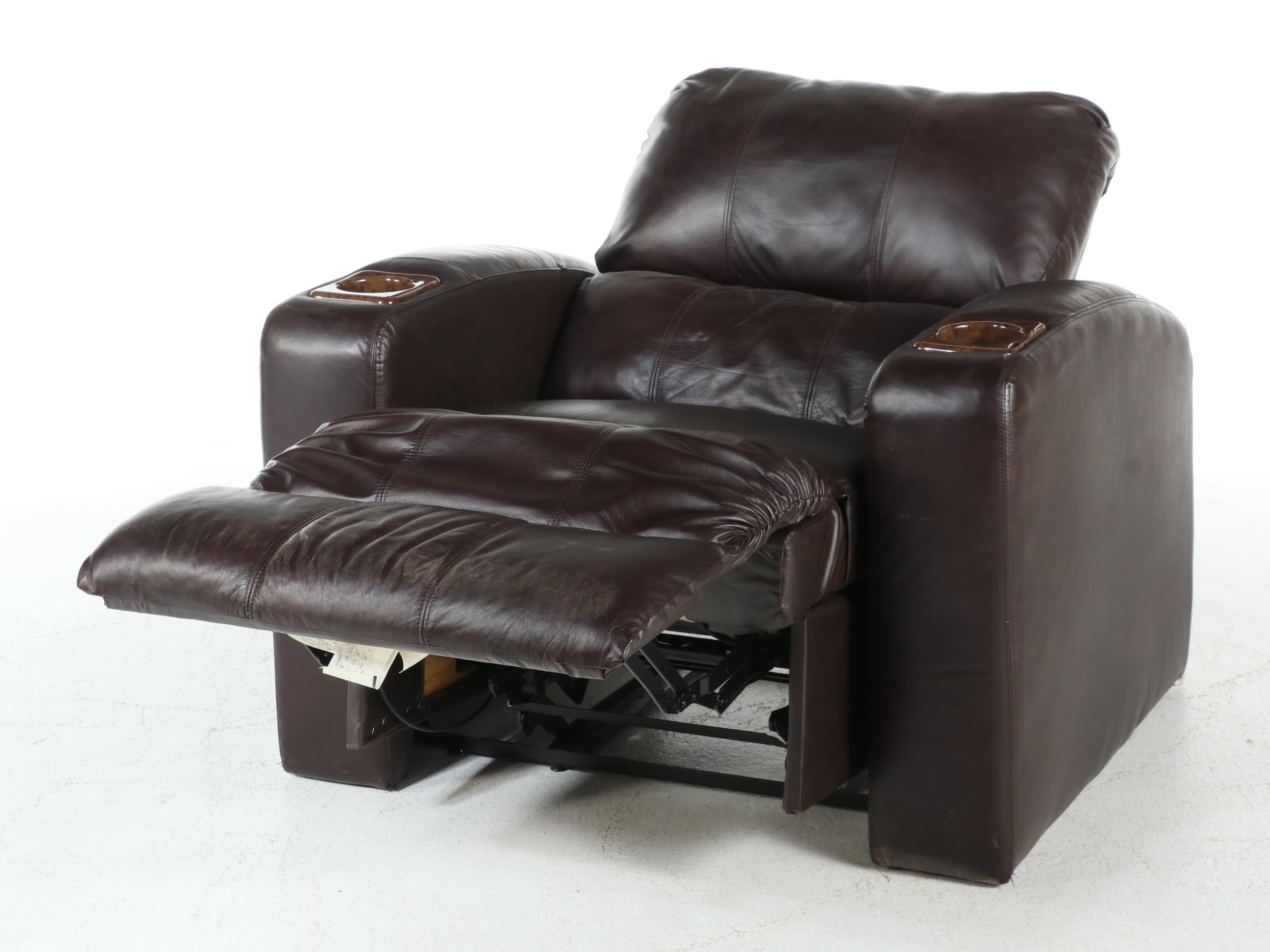 Pair of Lane Furniture Leather Recliners with Other Tuffted Ottoman