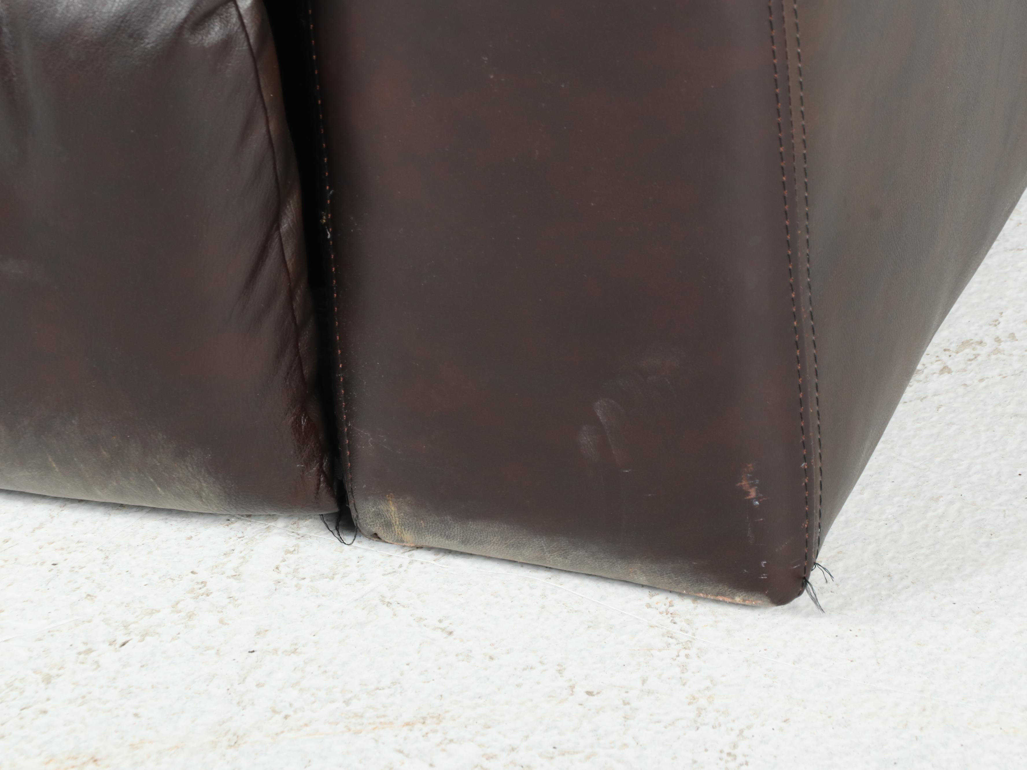 Pair of Lane Furniture Leather Recliners with Other Tuffted Ottoman