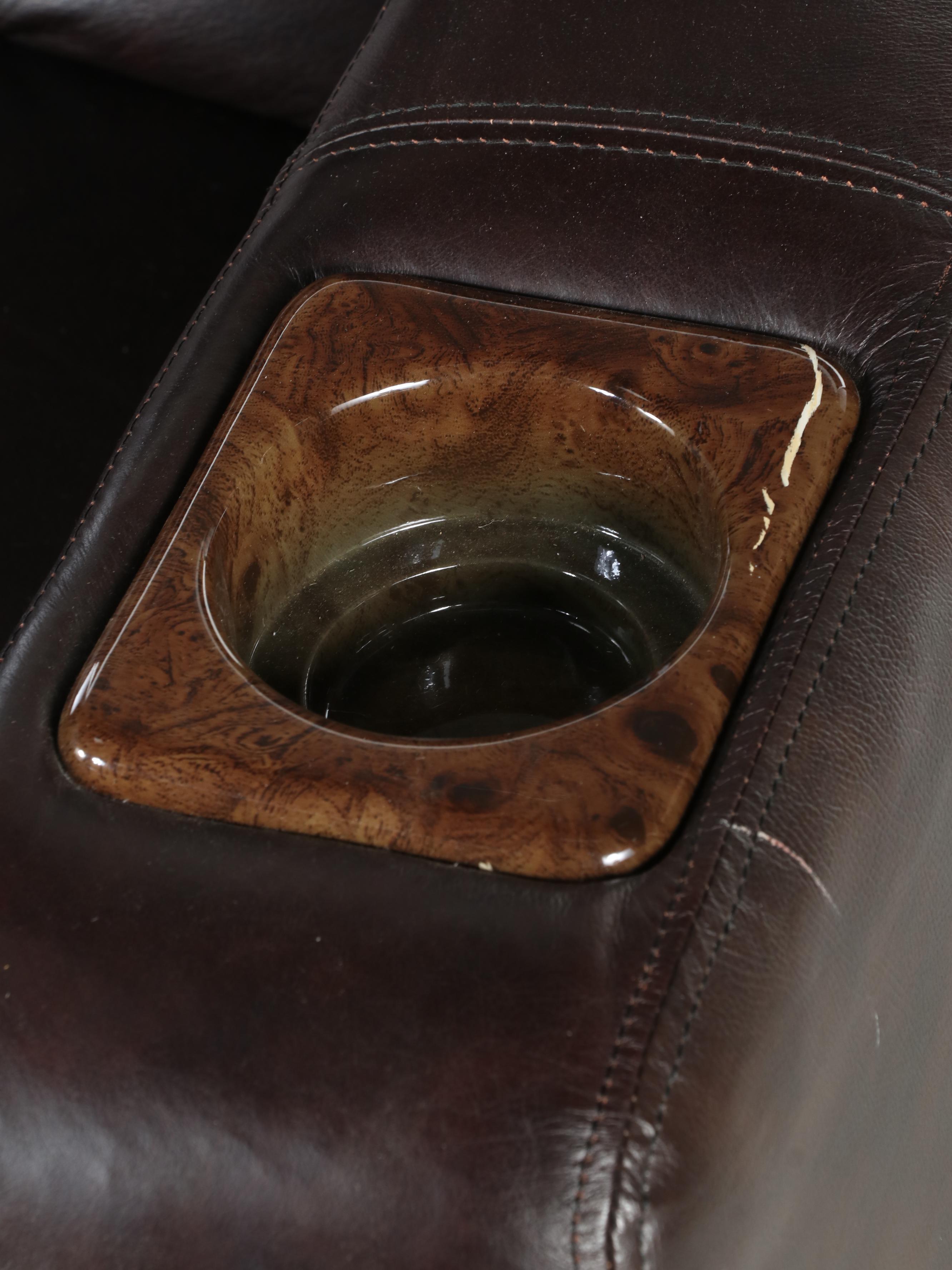 Pair of Lane Furniture Leather Recliners with Other Tuffted Ottoman