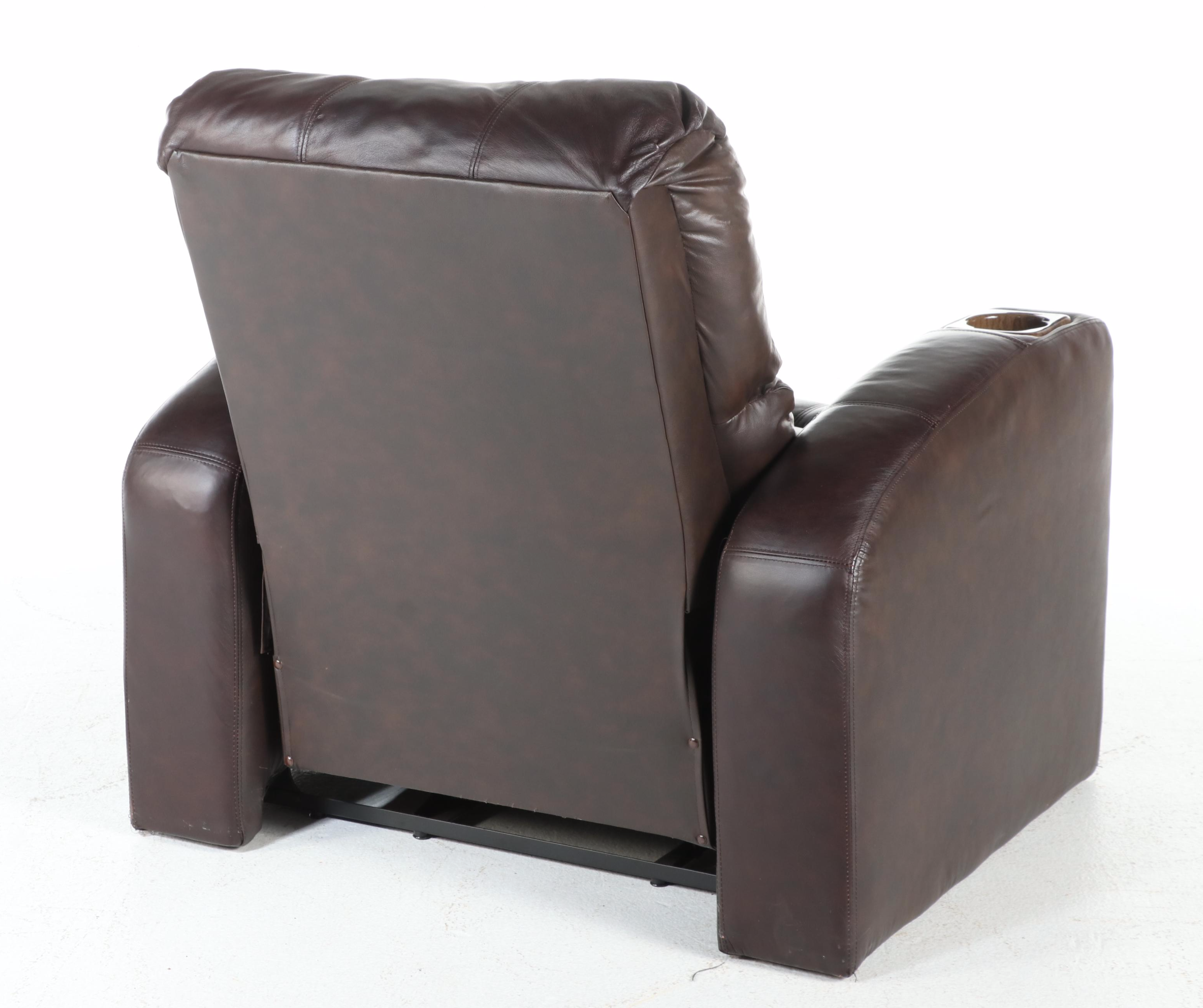 Pair of Lane Furniture Leather Recliners with Other Tuffted Ottoman