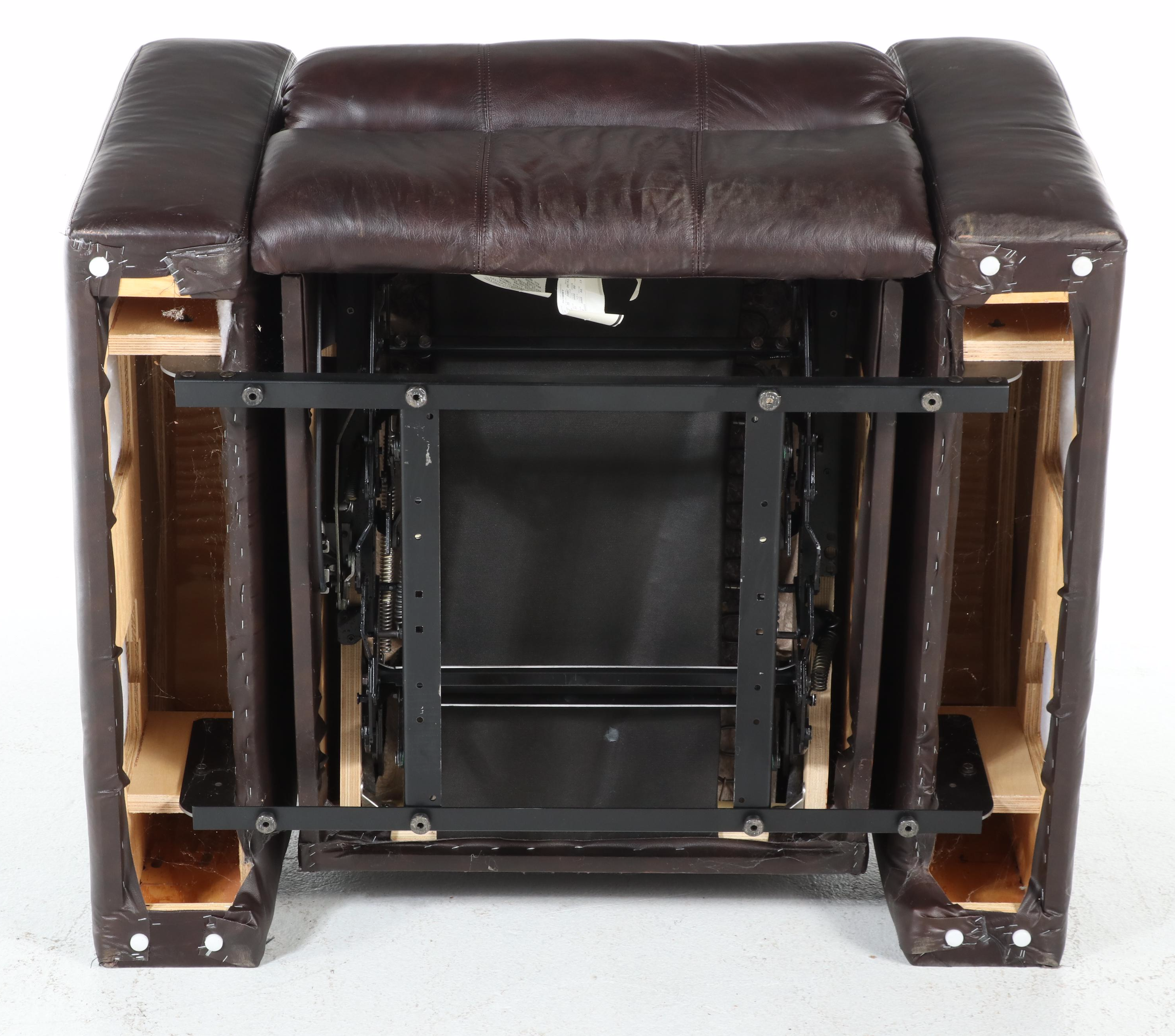 Pair of Lane Furniture Leather Recliners with Other Tuffted Ottoman