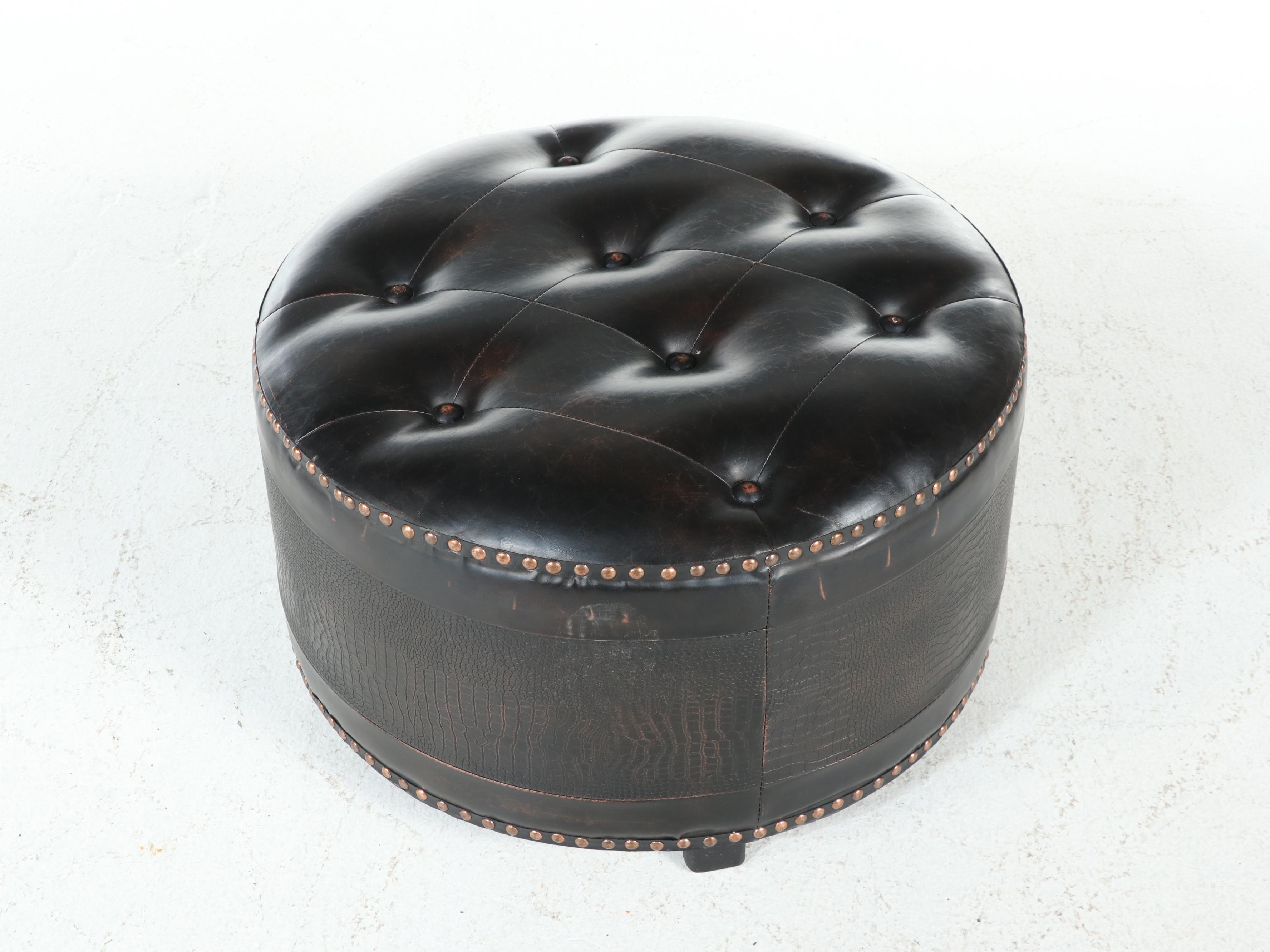 Pair of Lane Furniture Leather Recliners with Other Tuffted Ottoman