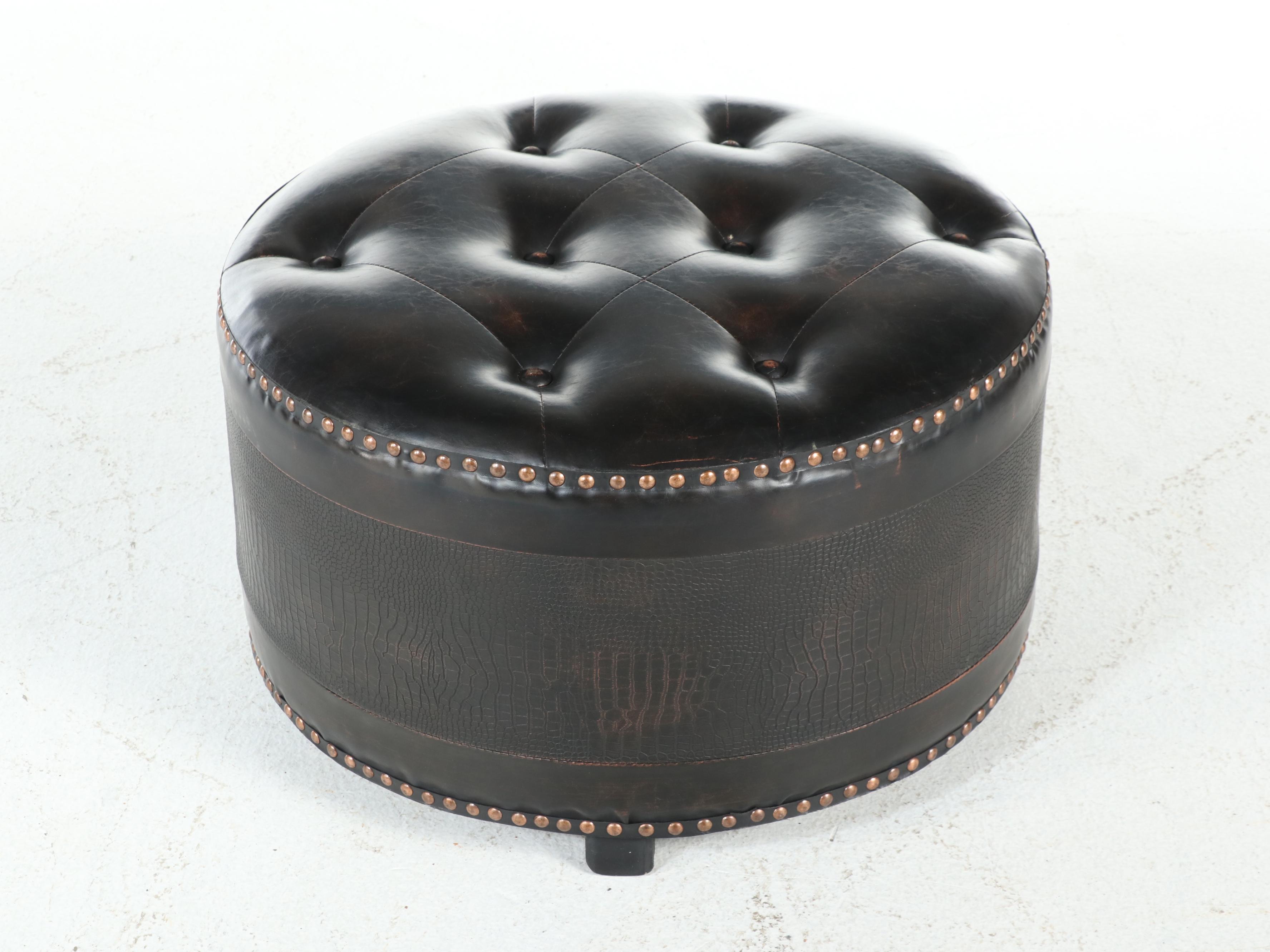 Pair of Lane Furniture Leather Recliners with Other Tuffted Ottoman