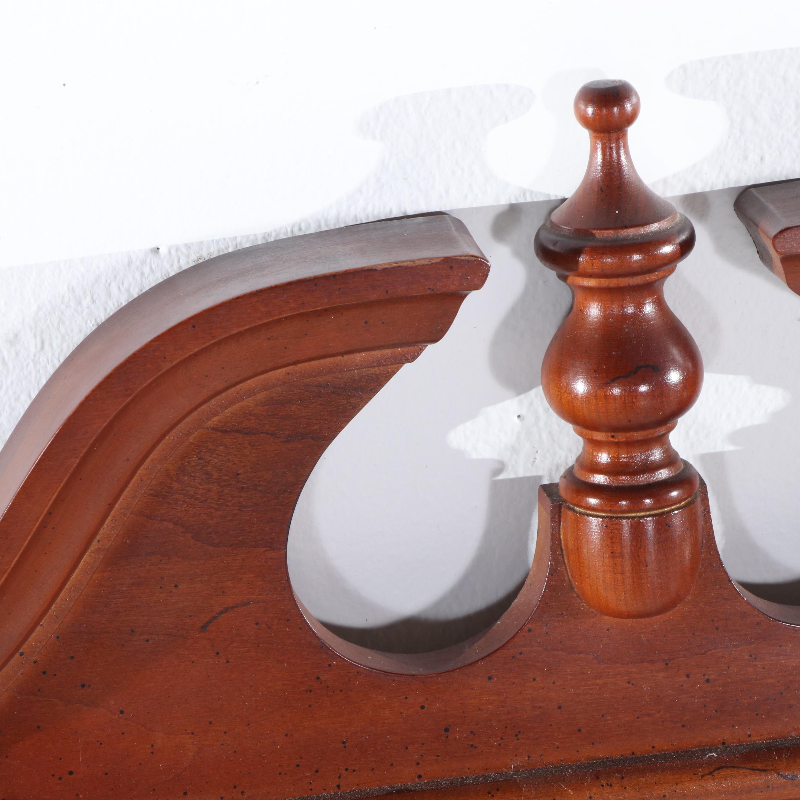 Chippendale Style Broken Bonnet Cherry Finish Mirror and Wall Shelf