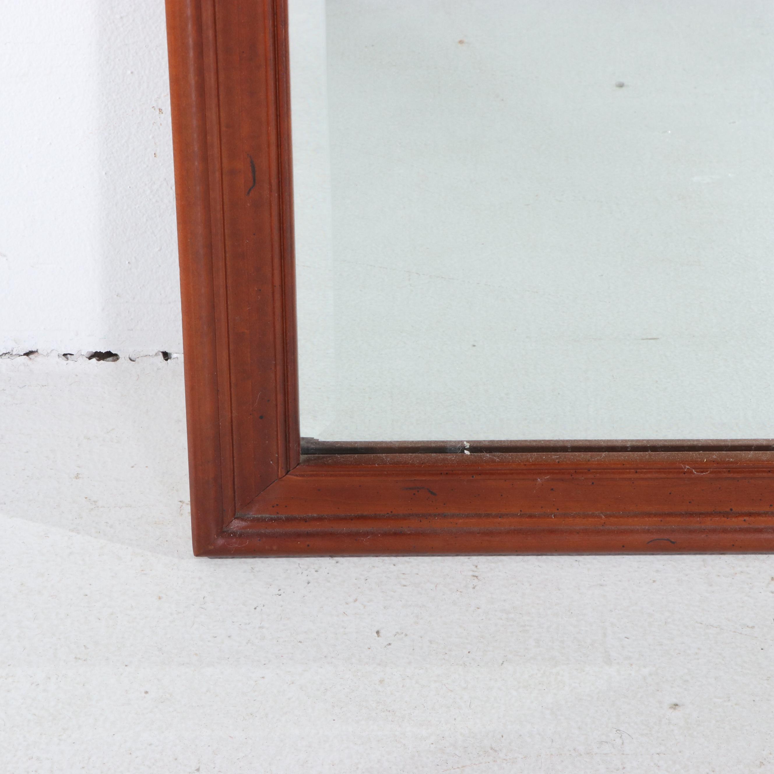 Chippendale Style Broken Bonnet Cherry Finish Mirror and Wall Shelf