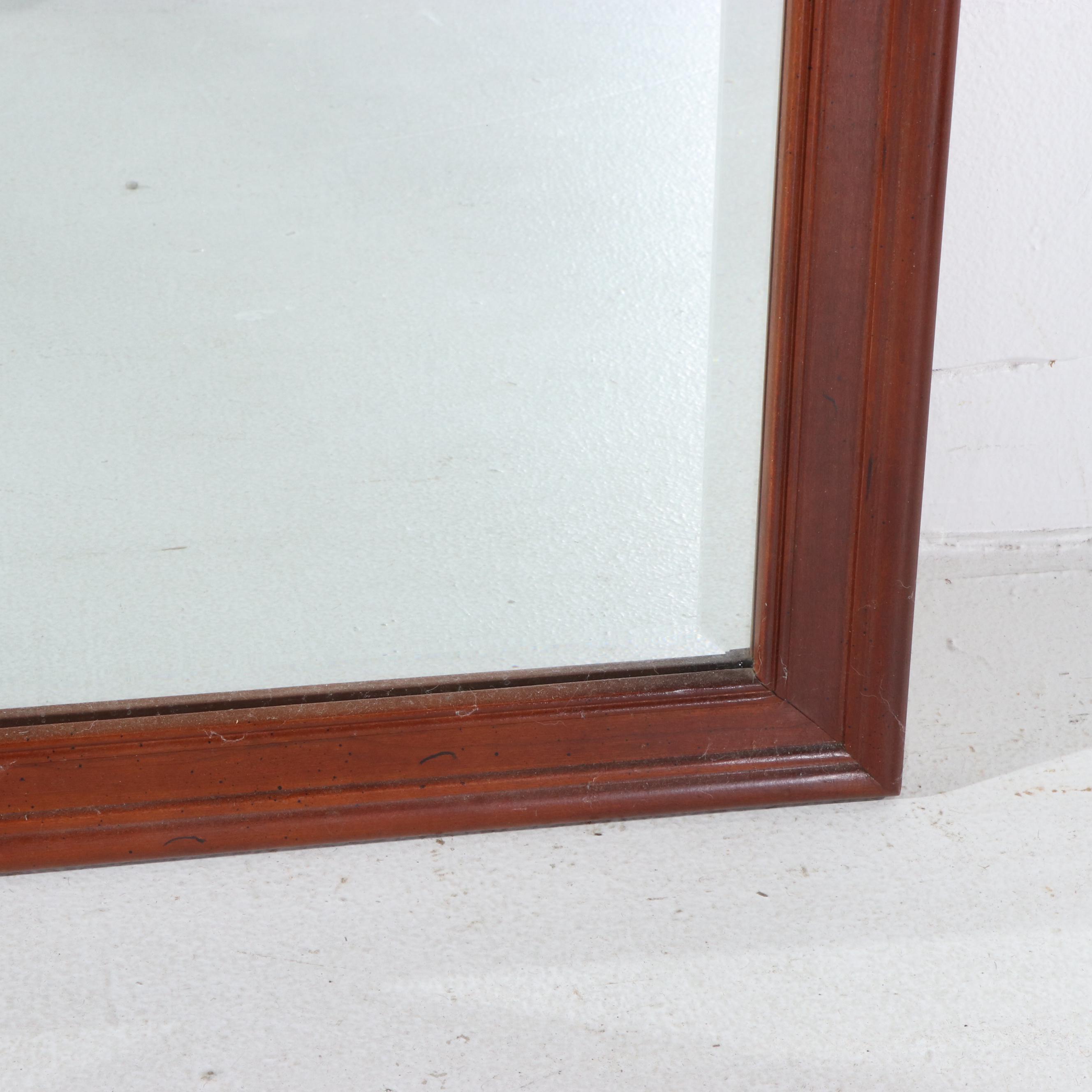 Chippendale Style Broken Bonnet Cherry Finish Mirror and Wall Shelf