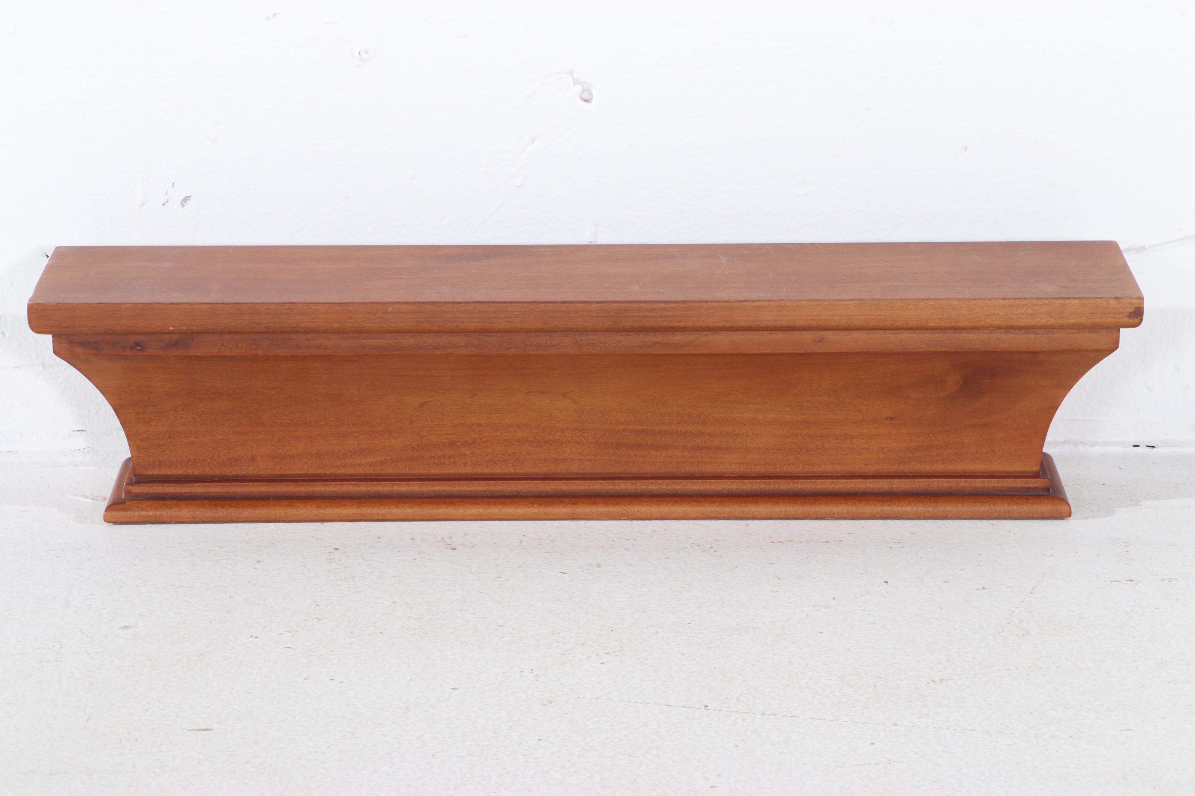 Chippendale Style Broken Bonnet Cherry Finish Mirror and Wall Shelf