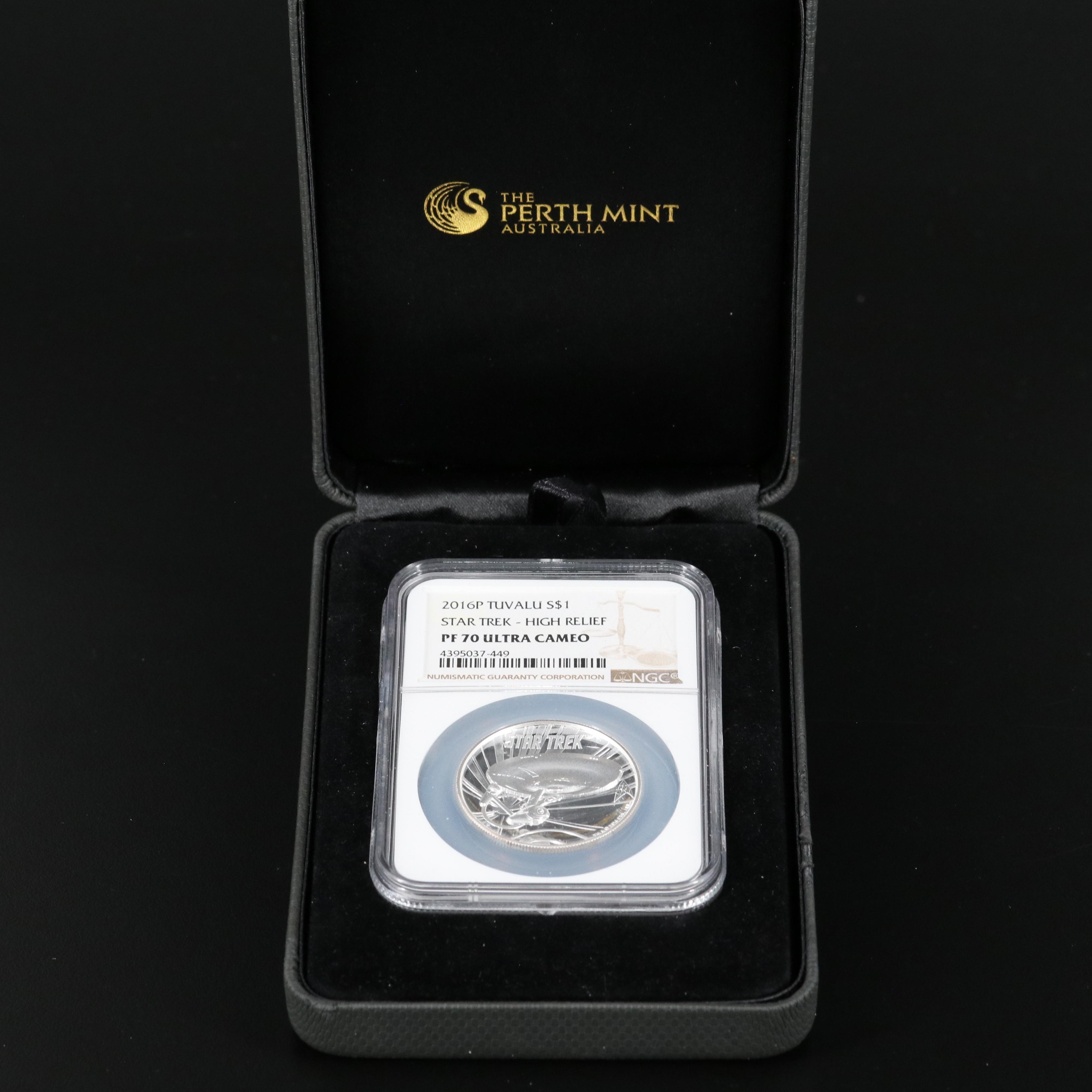NGC Graded PF70 Ultra Cameo 2016 Tuvalu Star Trek Fine Silver Coin