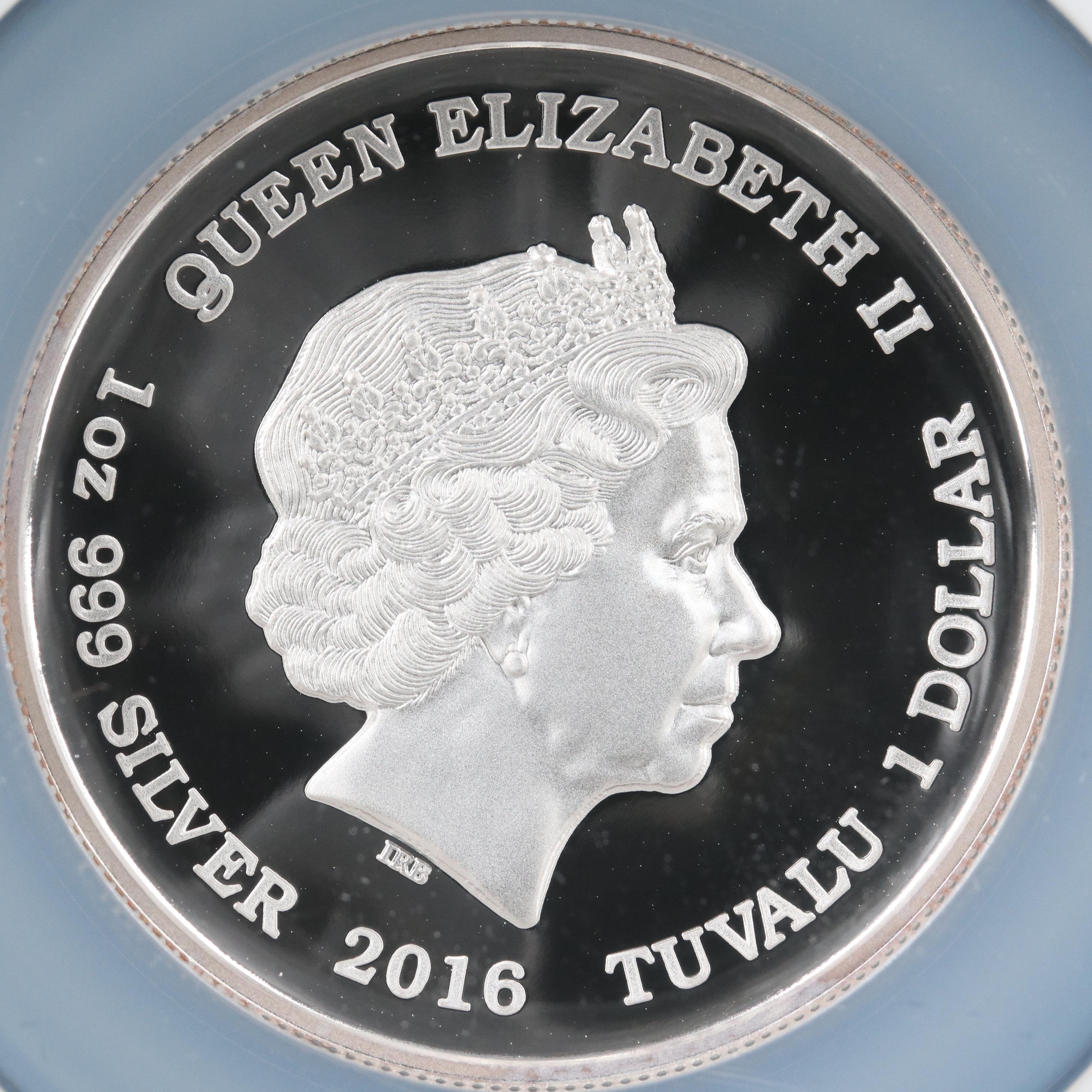 NGC Graded PF70 Ultra Cameo 2016 Tuvalu Star Trek Fine Silver Coin