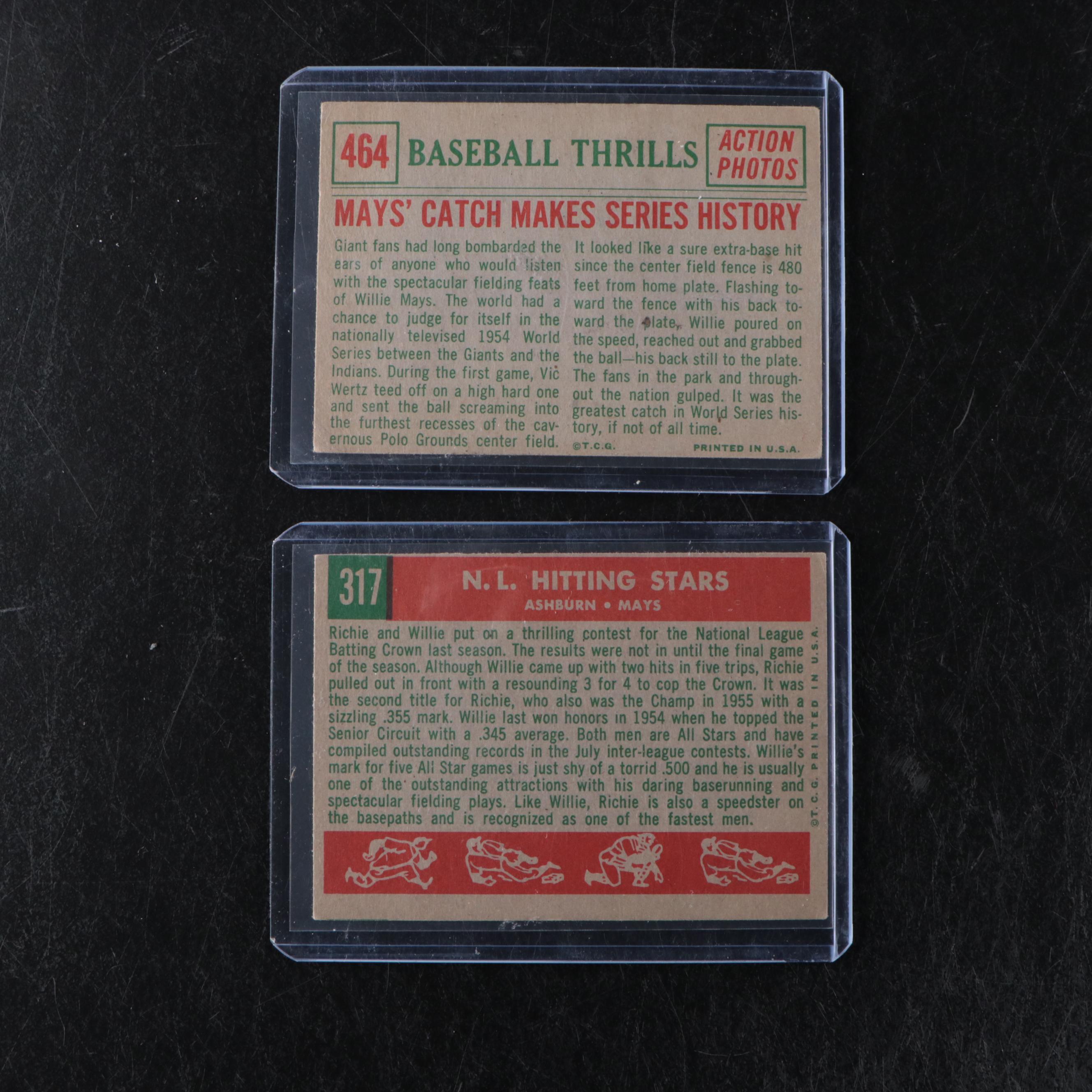 Topps Willie Mays San Francisco Giants Baseball Cards, 1950s-1960s