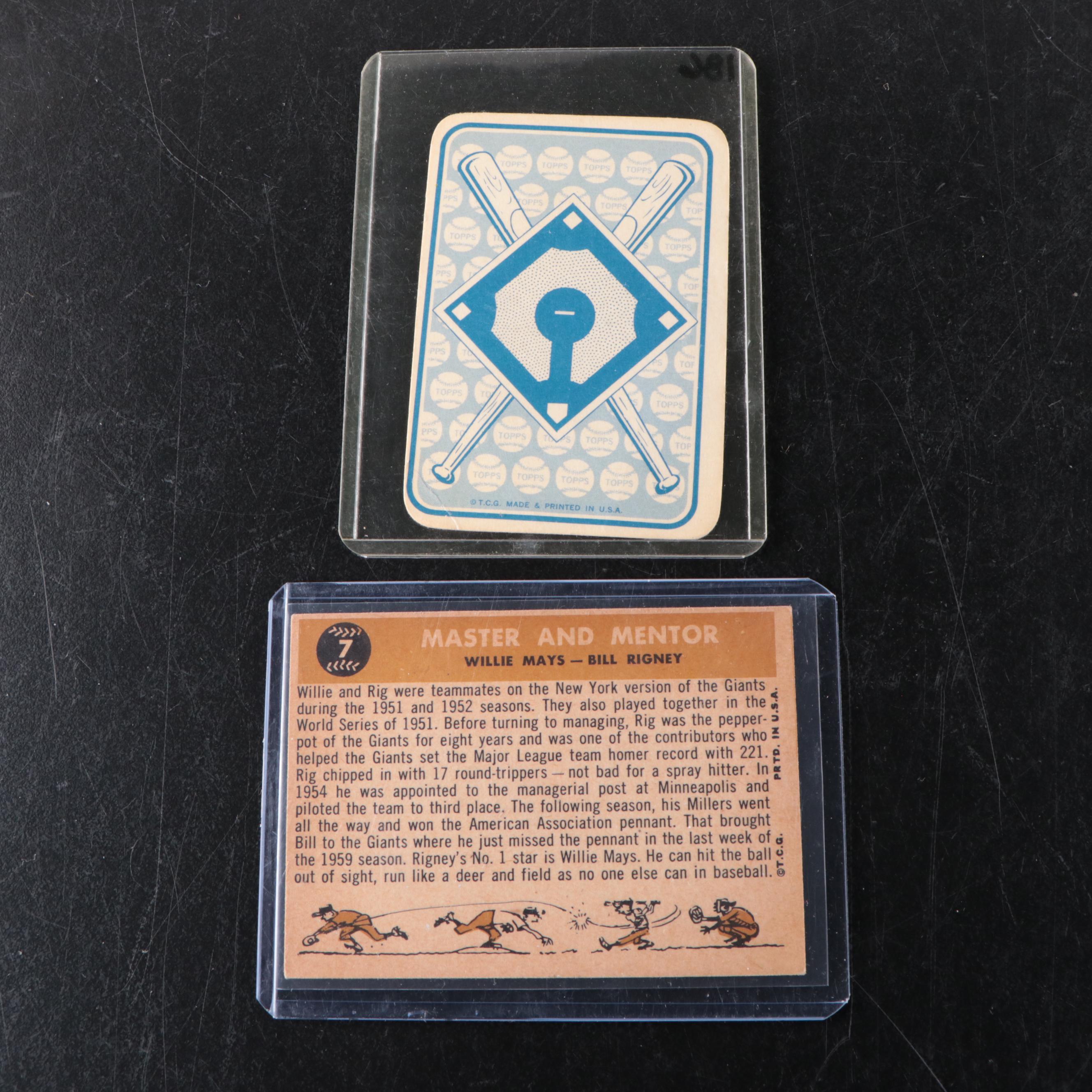 Topps Willie Mays San Francisco Giants Baseball Cards, 1950s-1960s