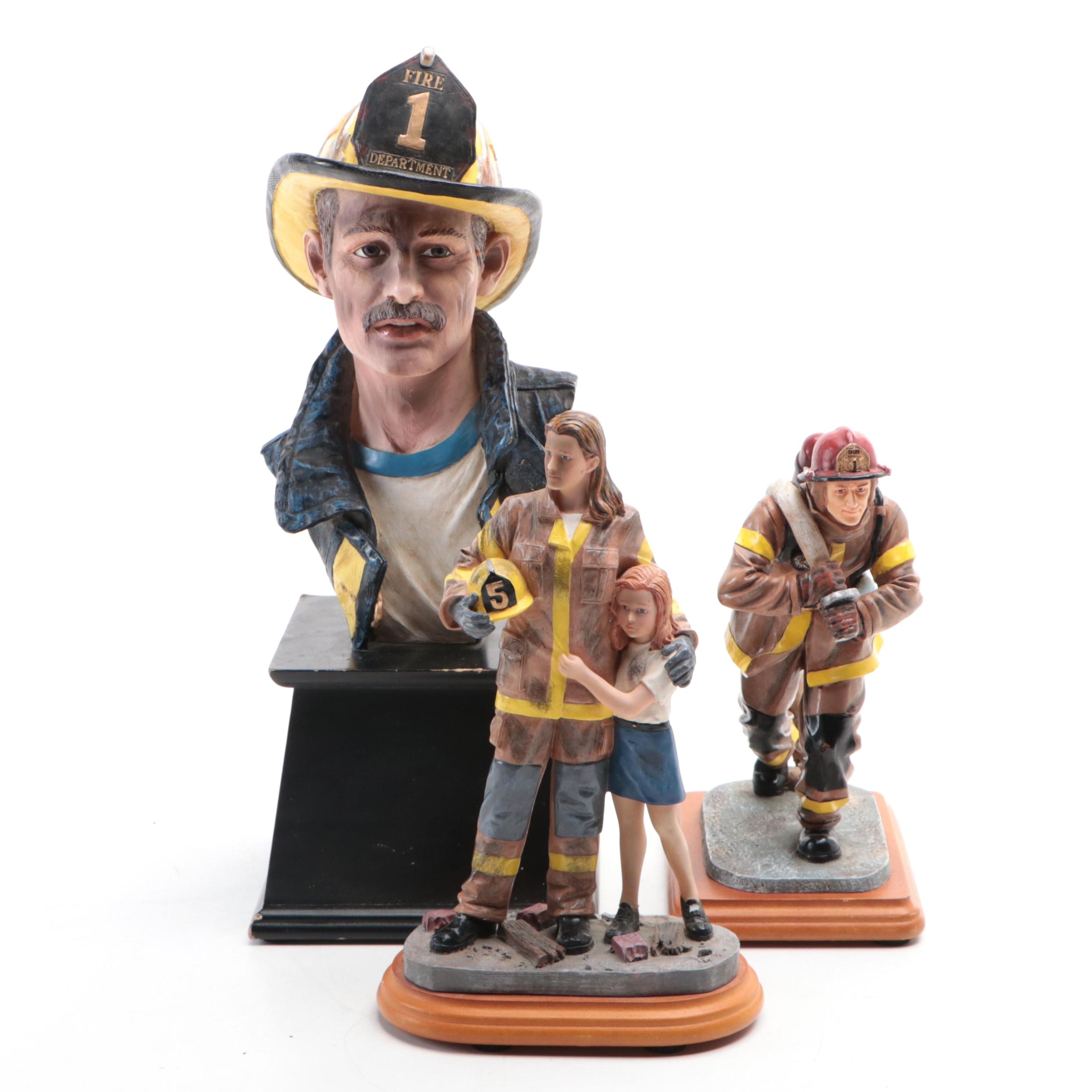 Vanmark Red Hats of Courage Resin Firefighter Figurines