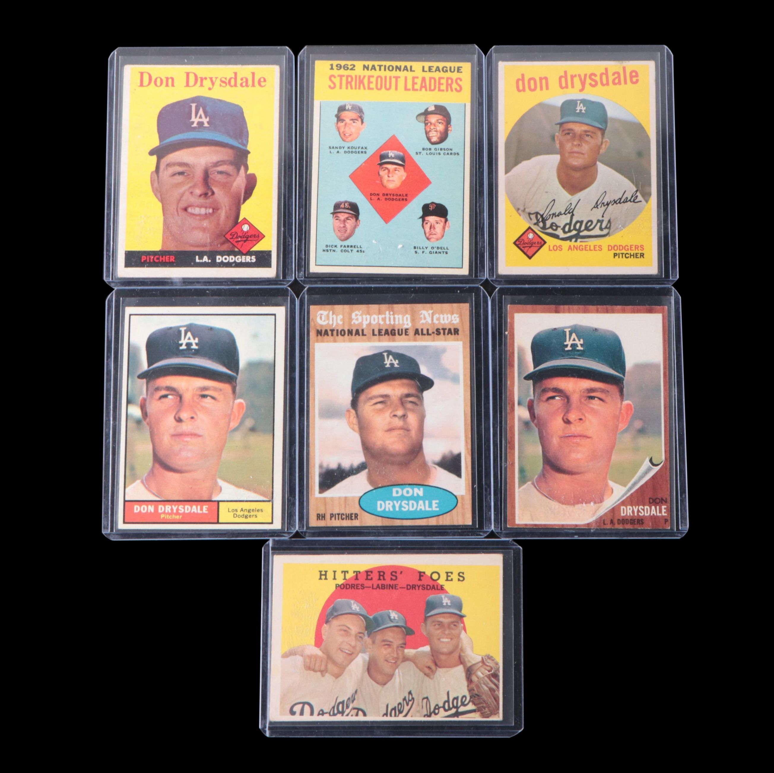 Don Drysdale Los Angeles Dodgers Baseball Cards, 1950s-1960s