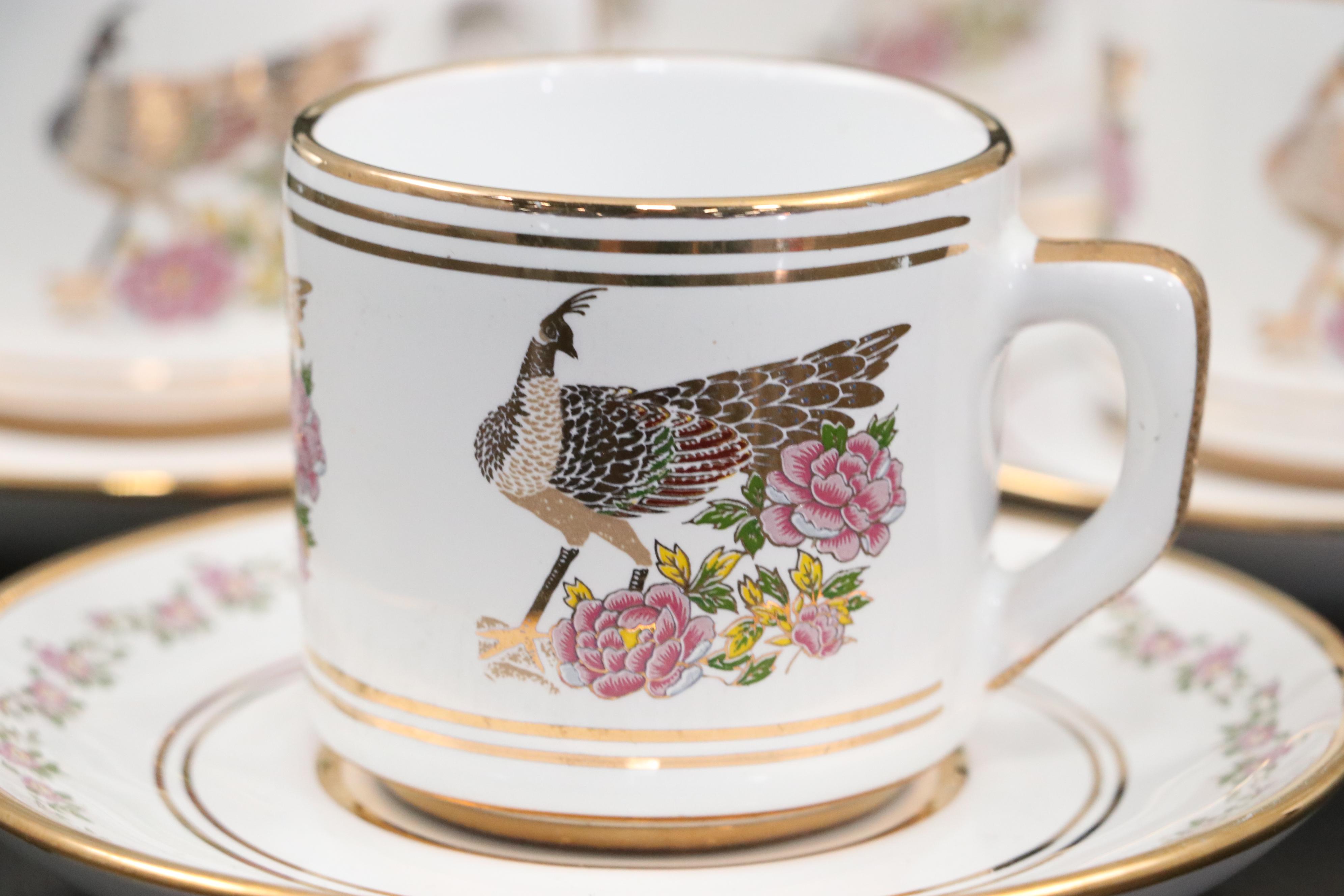 Greek Neofitou Gilt Ceramic Demitasse Cup and Saucer Sets