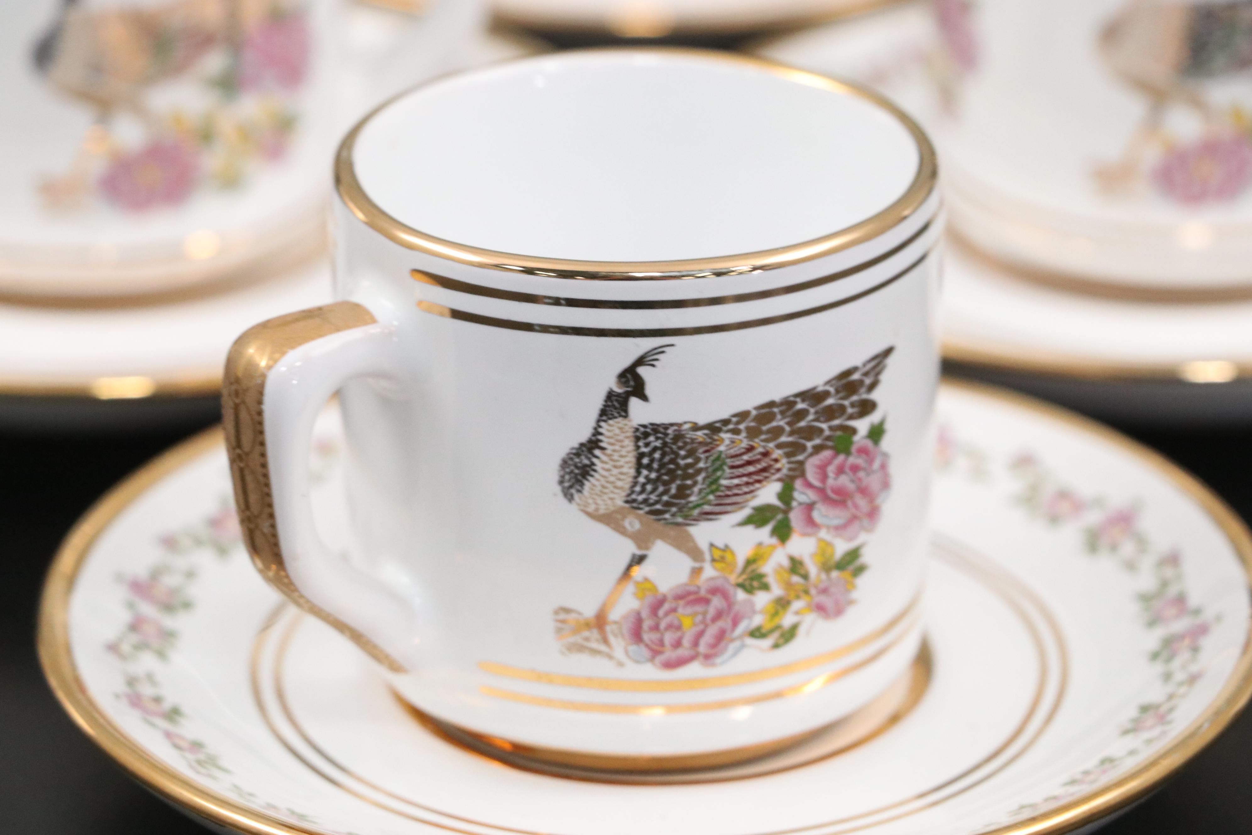 Greek Neofitou Gilt Ceramic Demitasse Cup and Saucer Sets