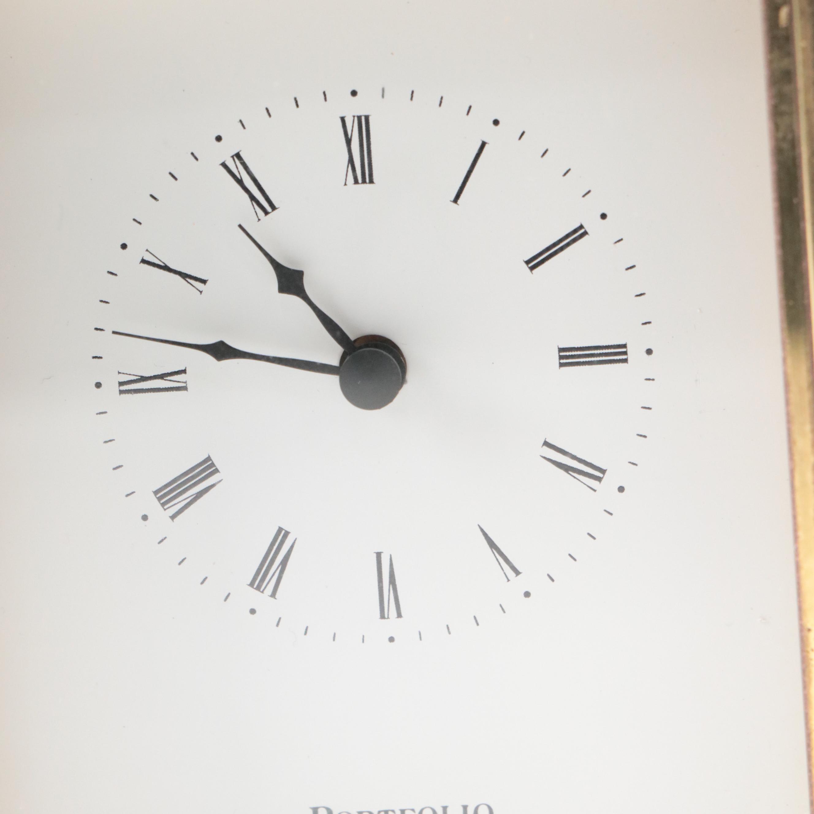 Tiffany & Co. "Portfolio" Brass Mantel Clock, Late 20th C.