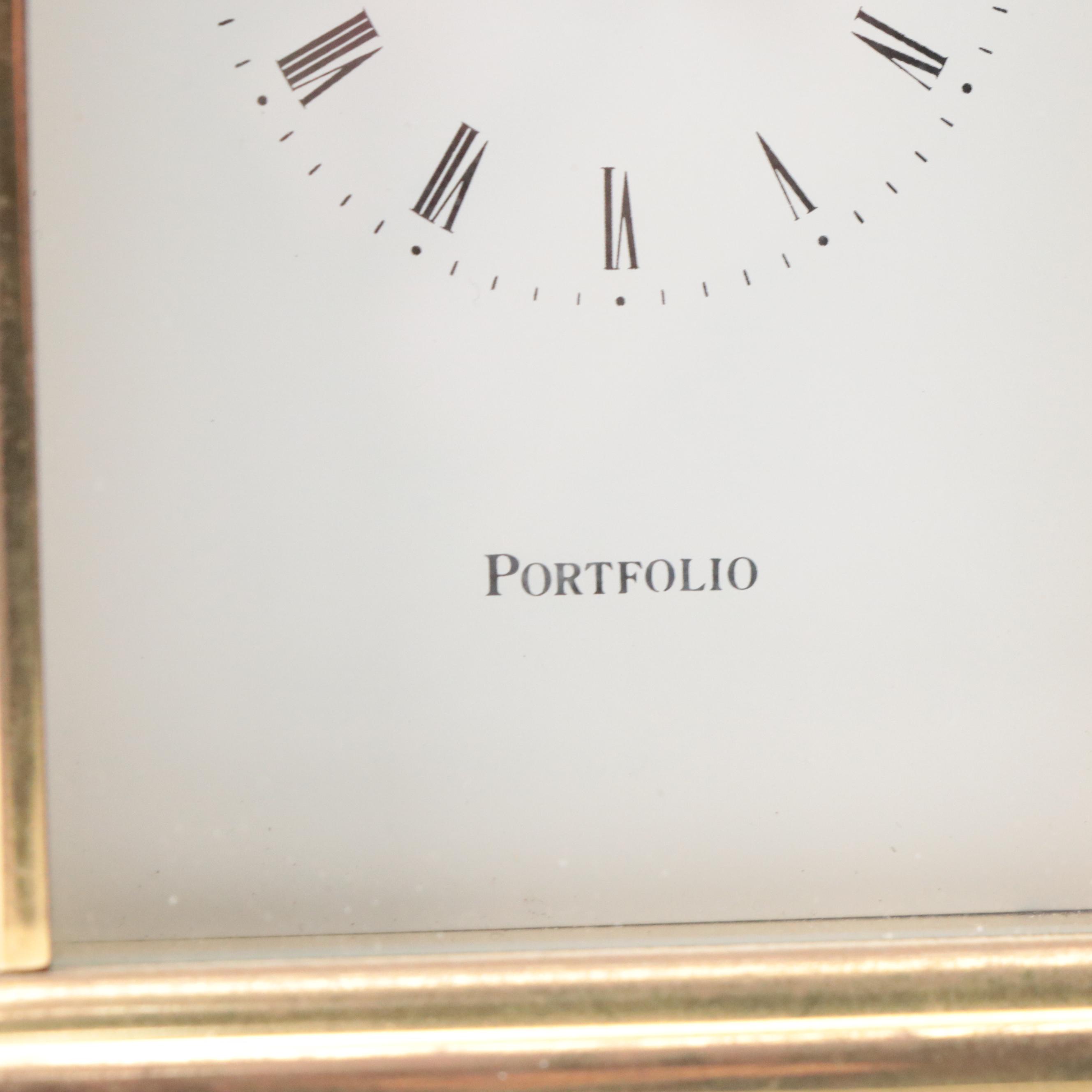 Tiffany & Co. "Portfolio" Brass Mantel Clock, Late 20th C.