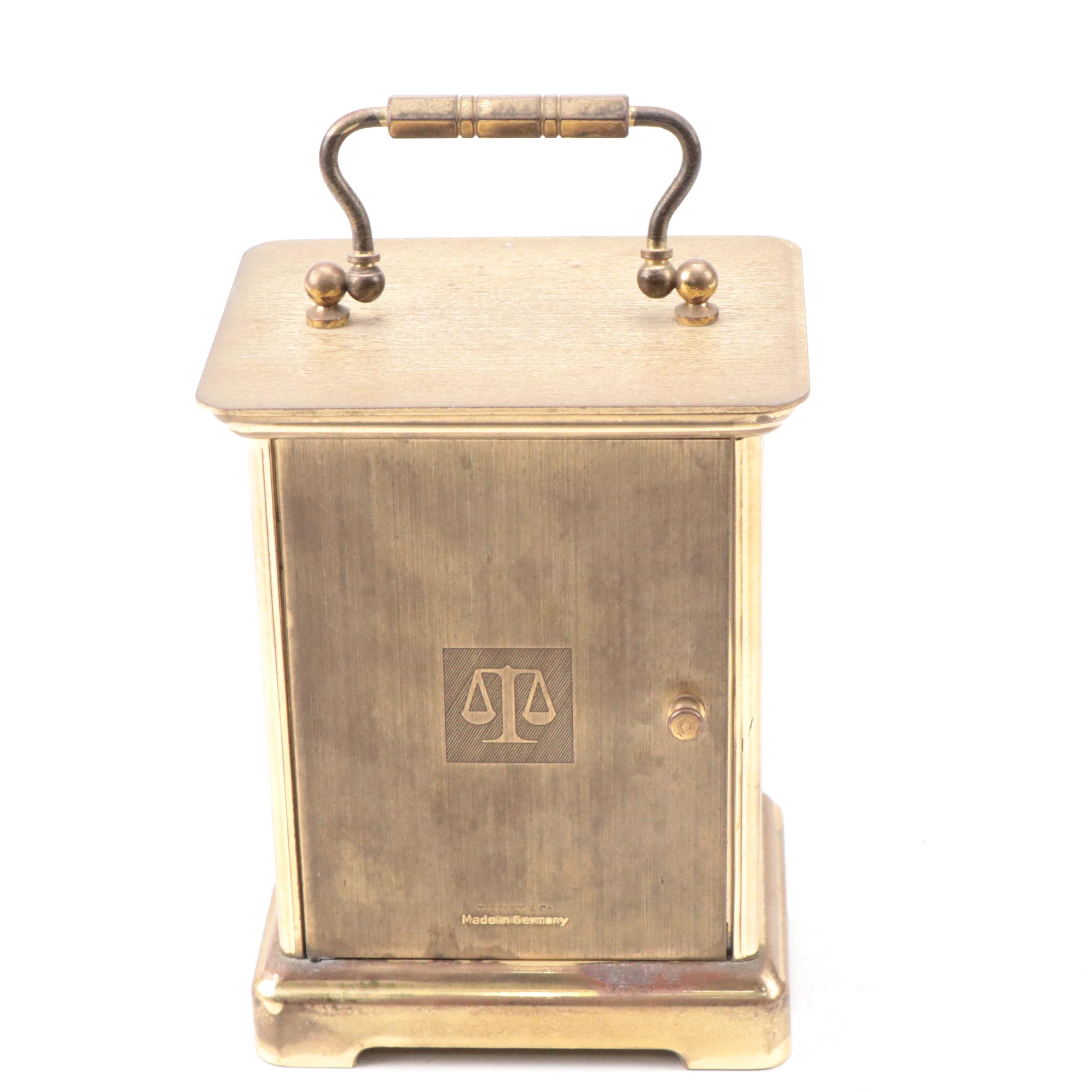 Tiffany & Co. "Portfolio" Brass Mantel Clock, Late 20th C.