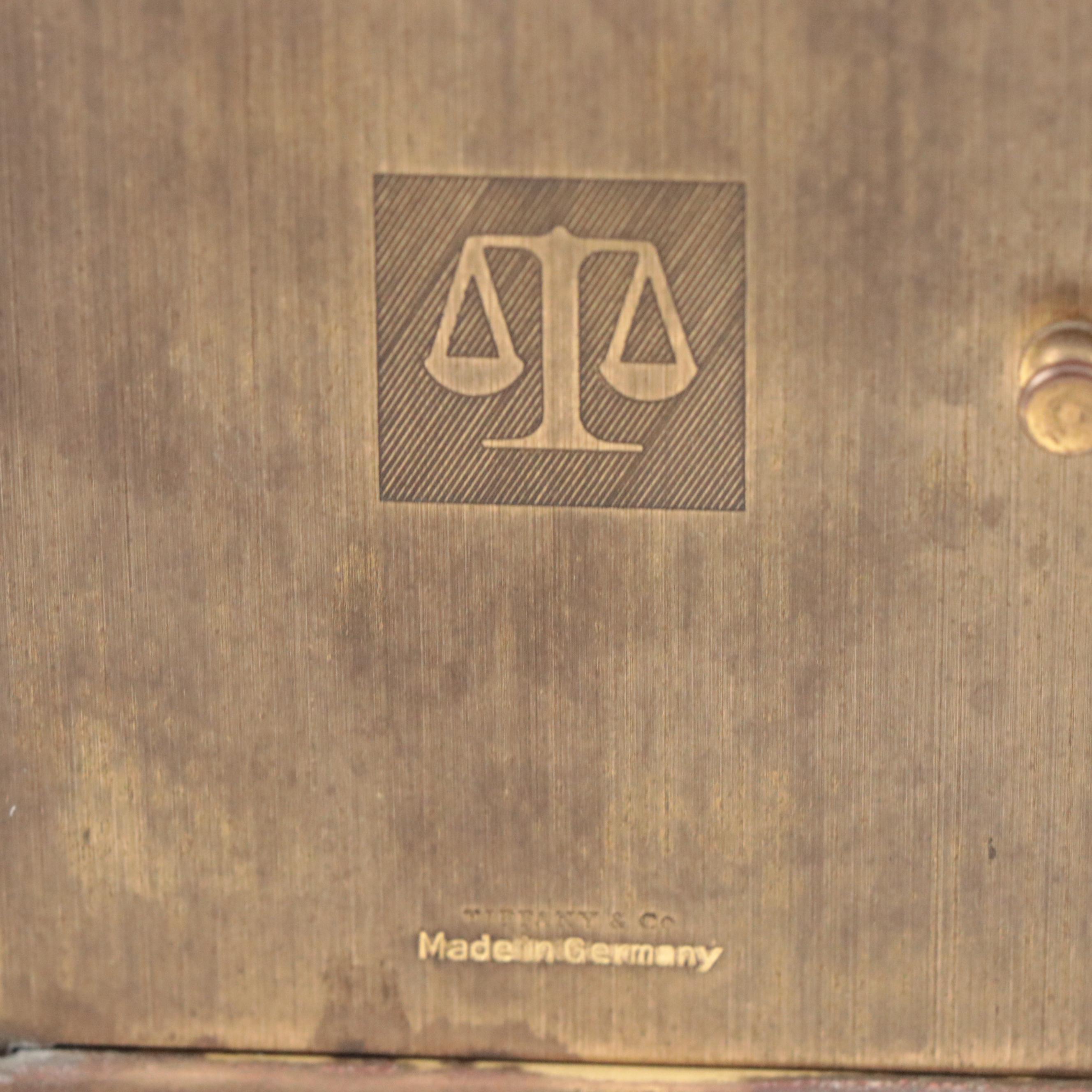 Tiffany & Co. "Portfolio" Brass Mantel Clock, Late 20th C.