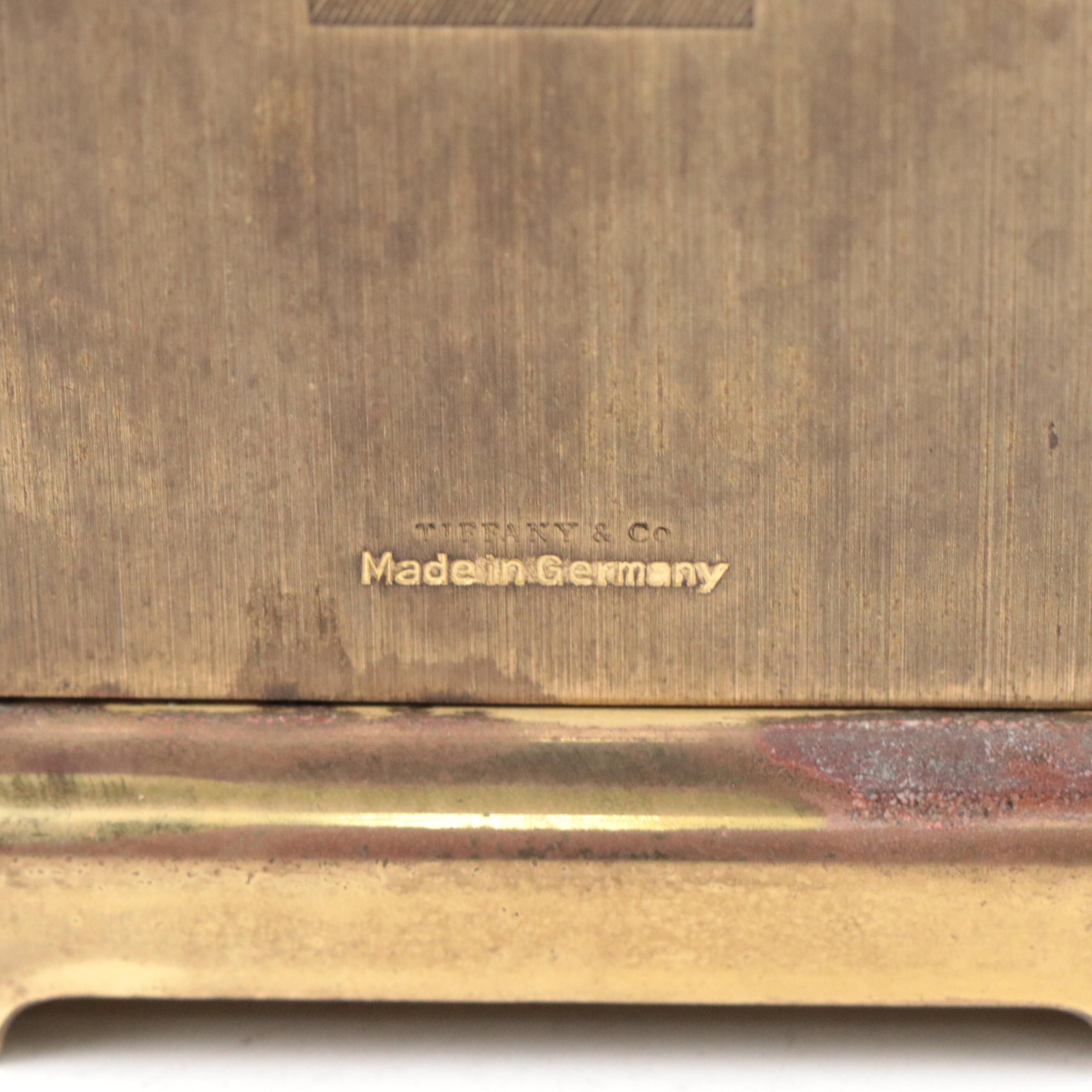 Tiffany & Co. "Portfolio" Brass Mantel Clock, Late 20th C.