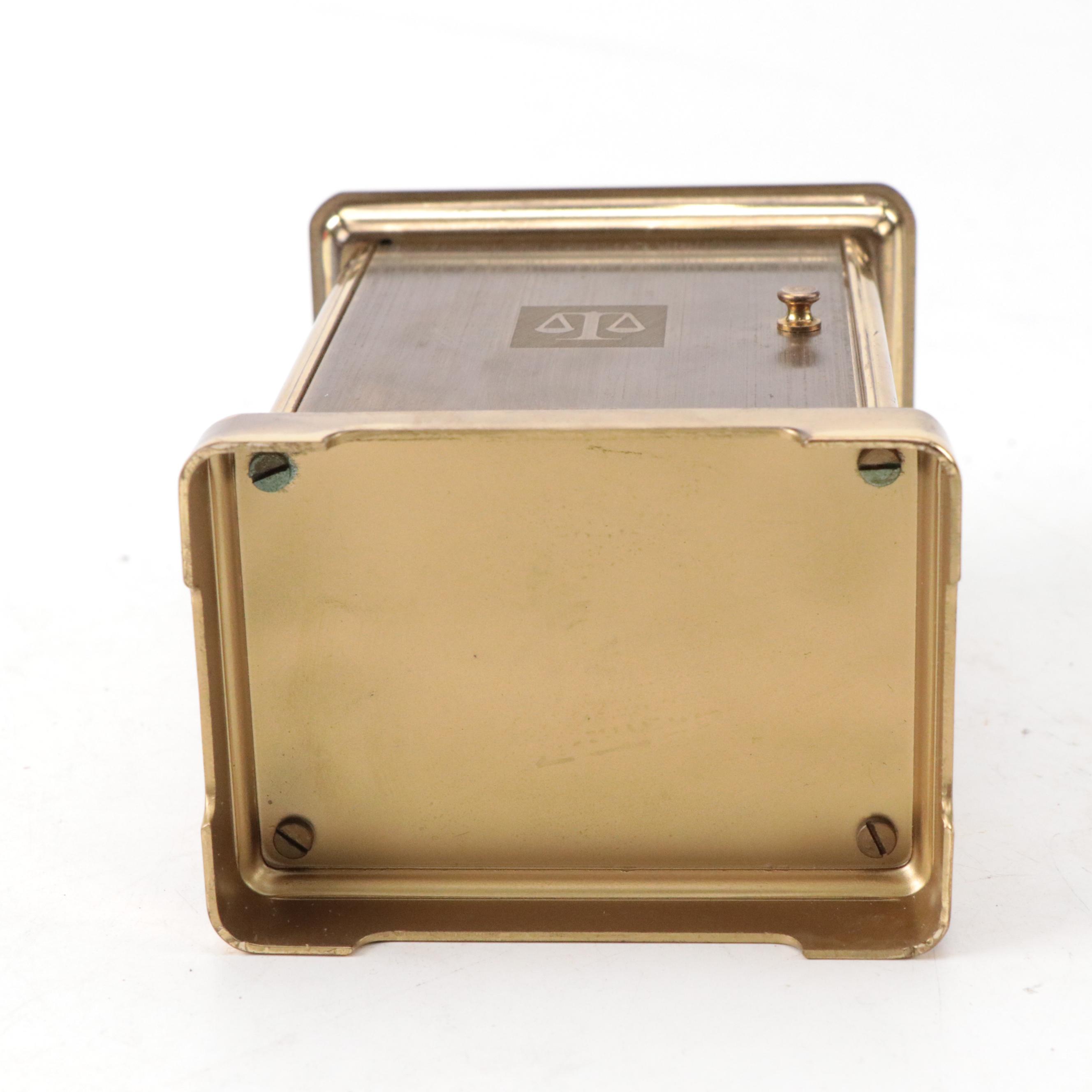 Tiffany & Co. "Portfolio" Brass Mantel Clock, Late 20th C.