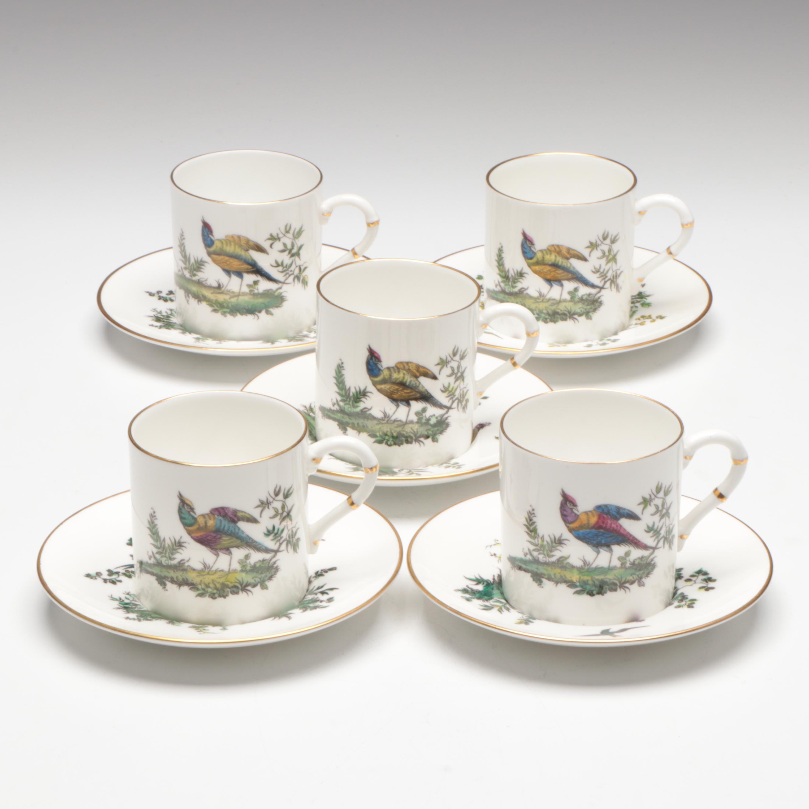Royal Worcester "Pheasant" Bone China Demitasse Cups and Saucers