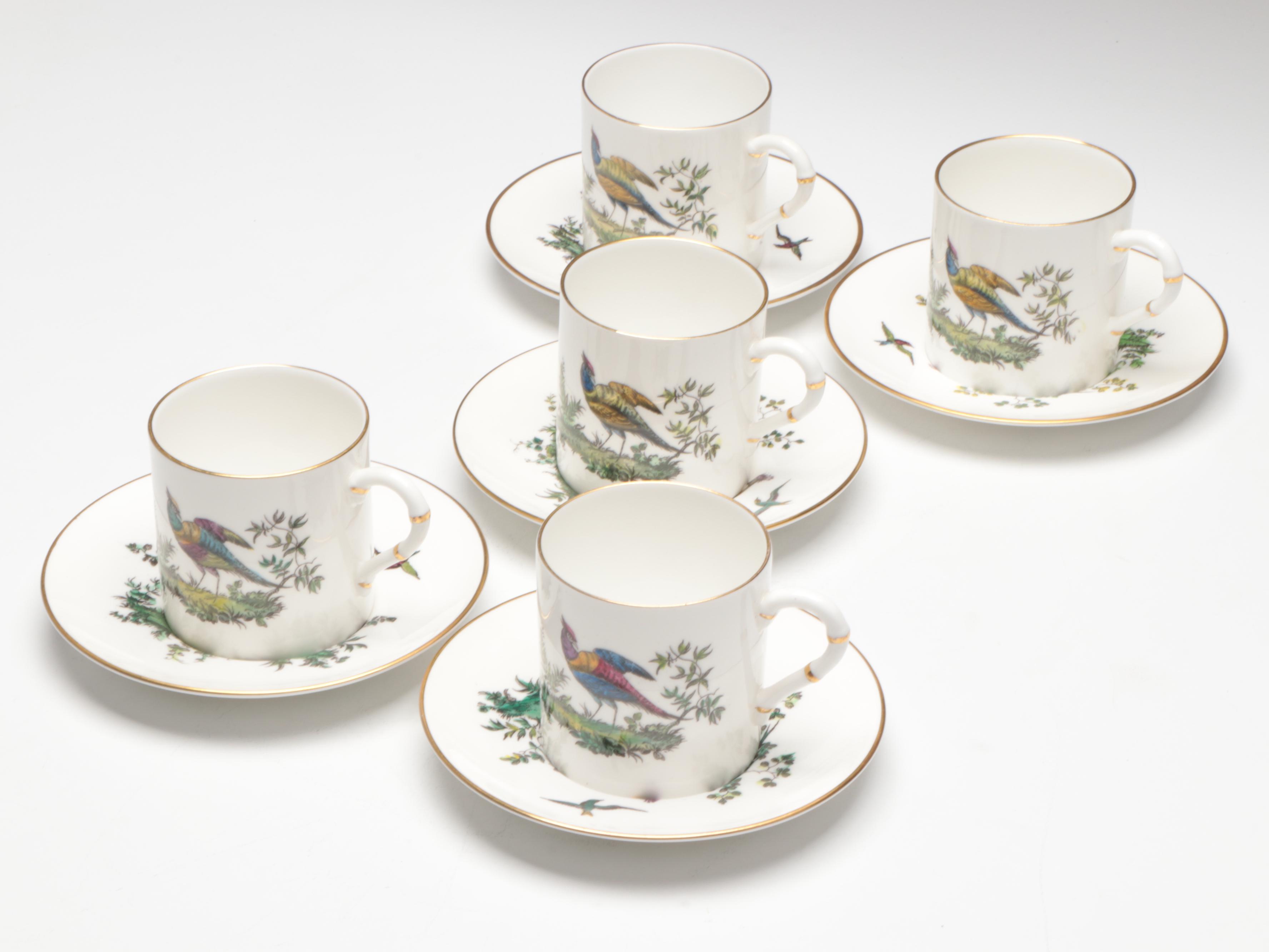 Royal Worcester "Pheasant" Bone China Demitasse Cups and Saucers