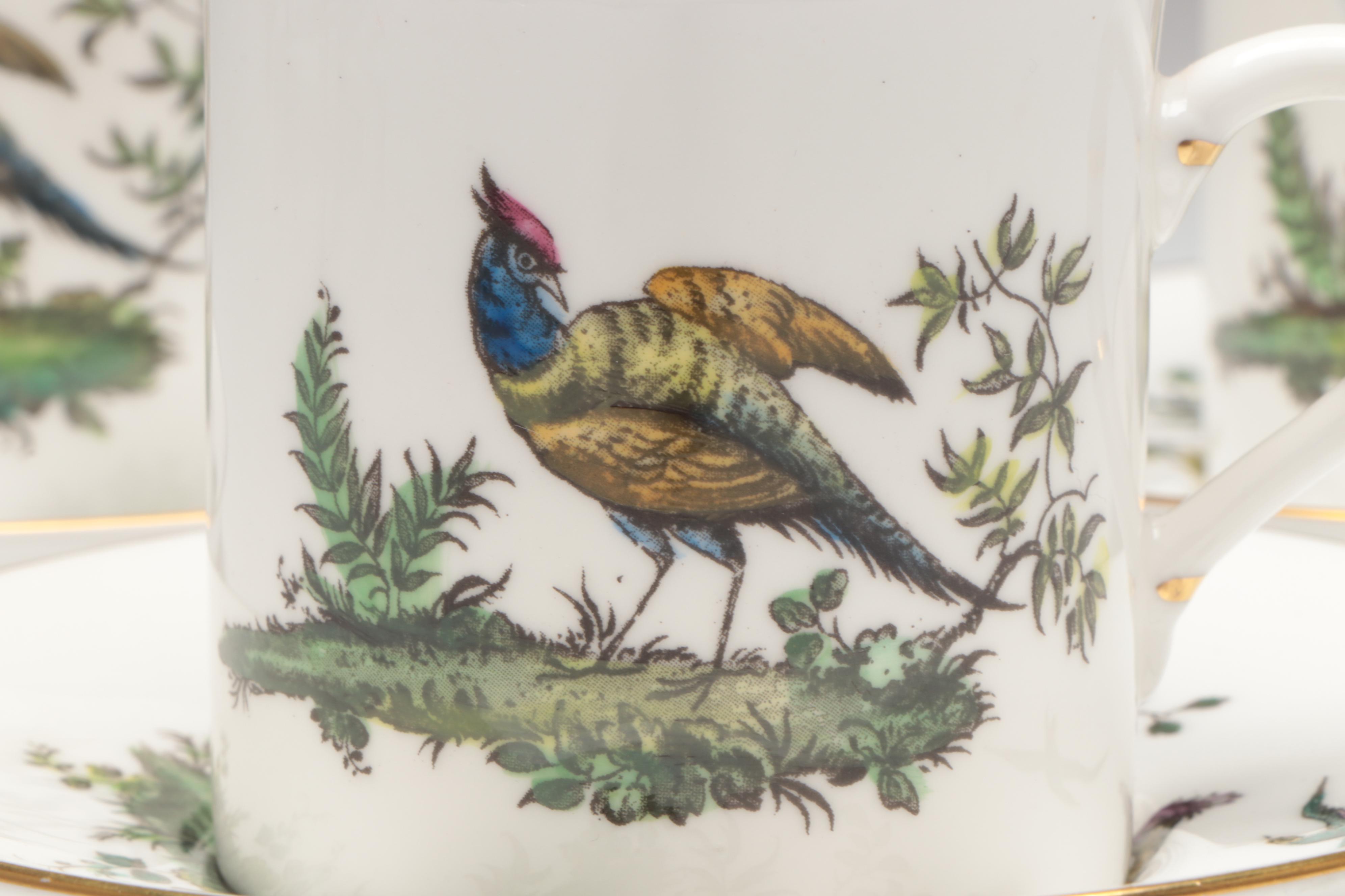 Royal Worcester "Pheasant" Bone China Demitasse Cups and Saucers