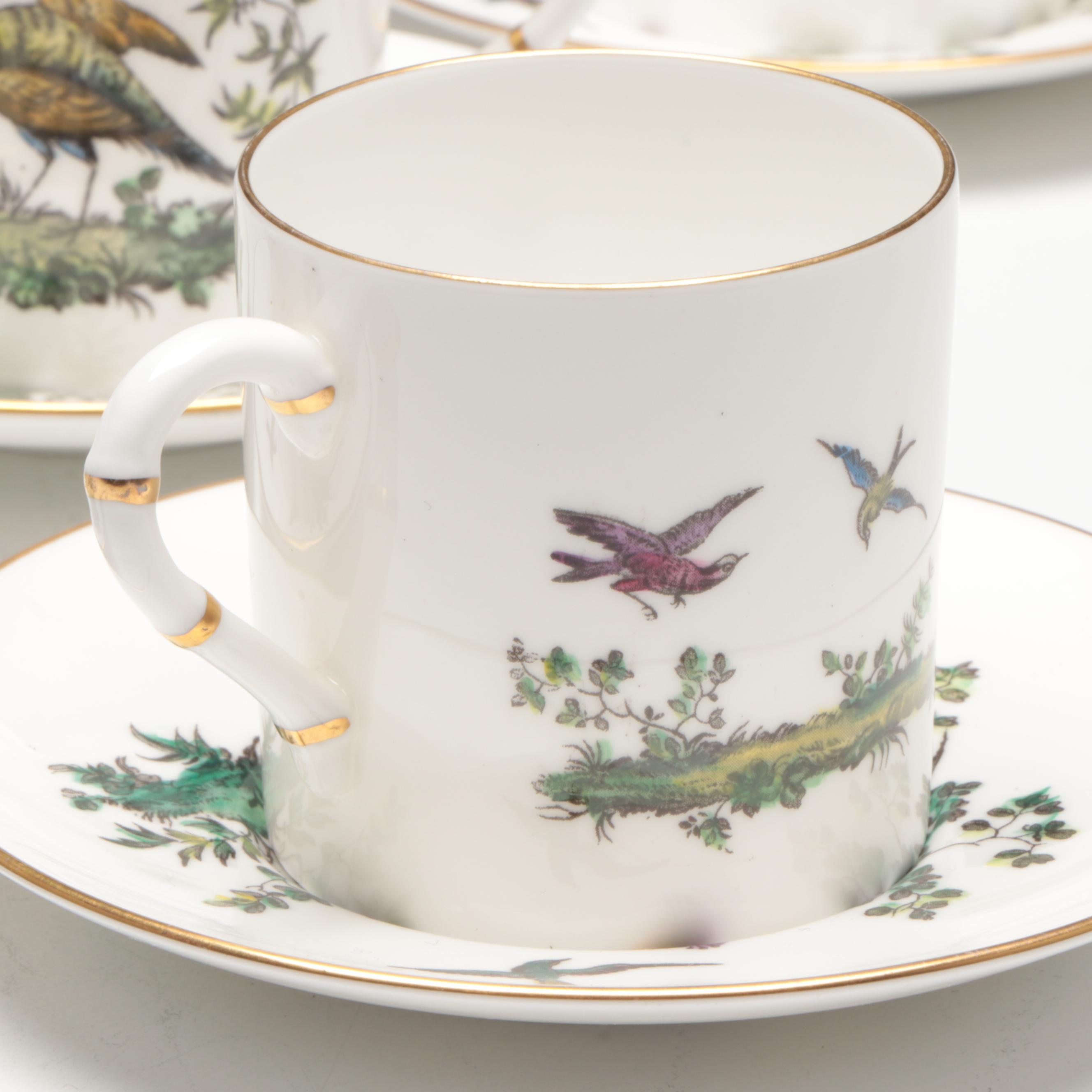Royal Worcester "Pheasant" Bone China Demitasse Cups and Saucers