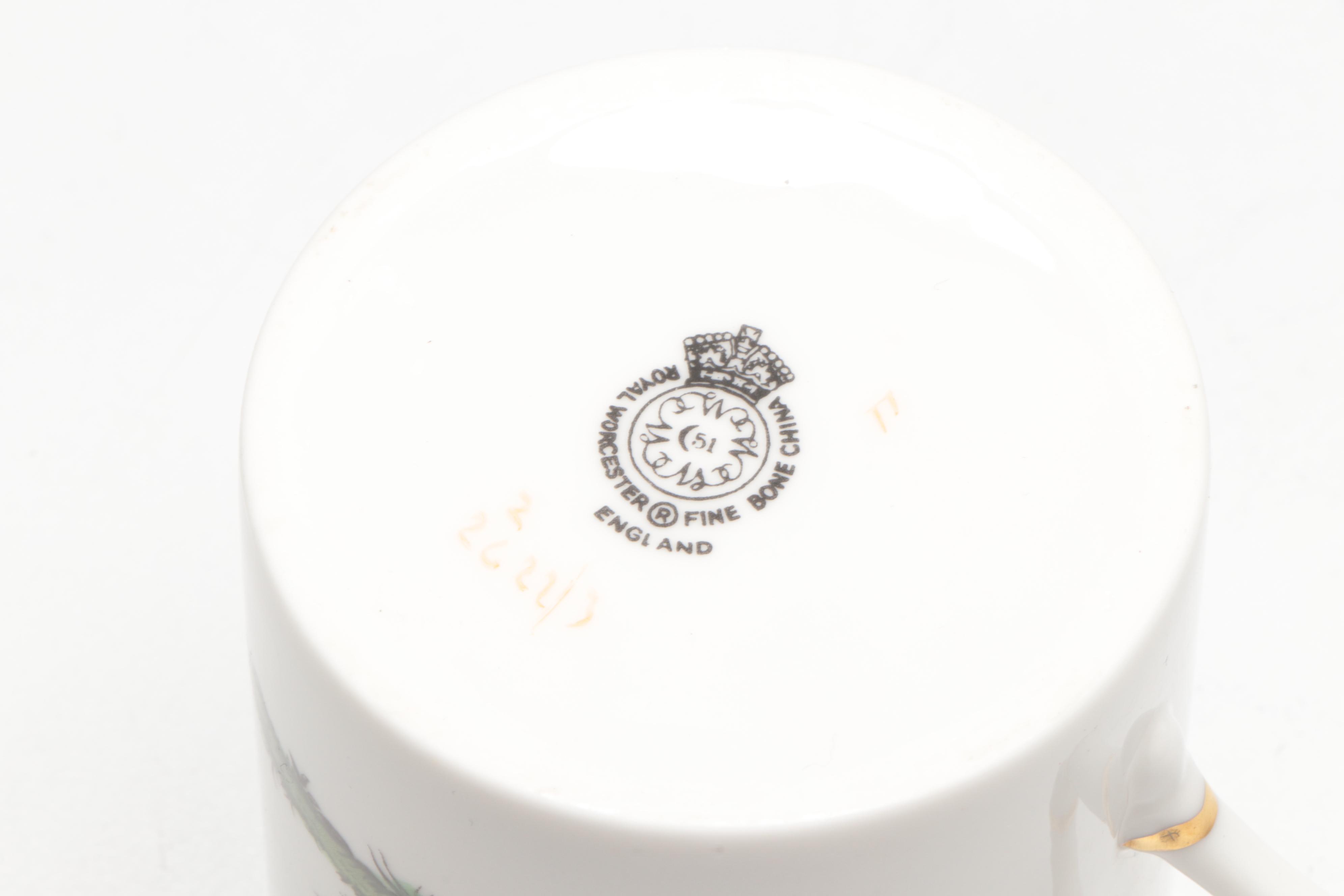 Royal Worcester "Pheasant" Bone China Demitasse Cups and Saucers