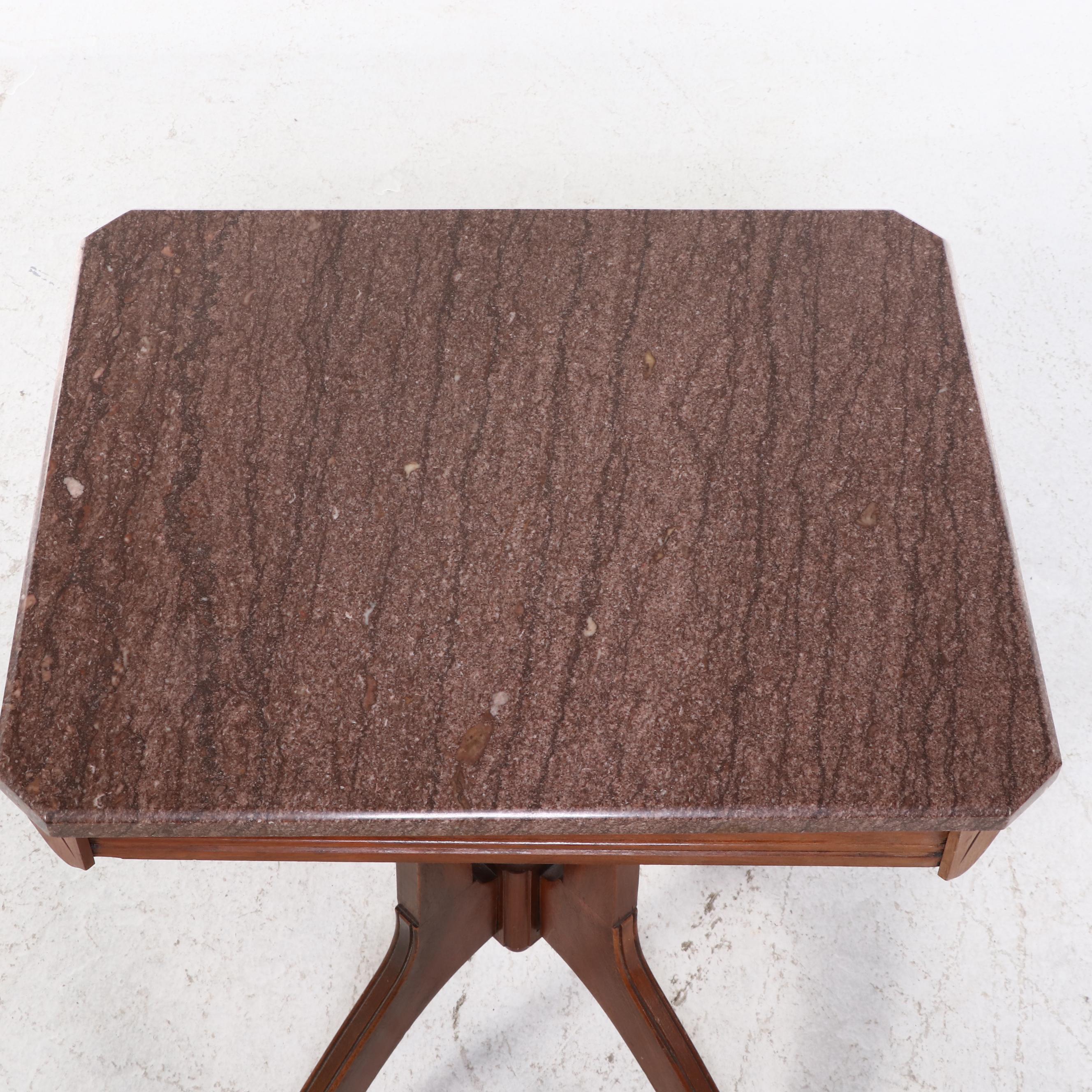 Victorian Eastlake Style Marble Top Side Table, Late 19th/ Early 20th Century