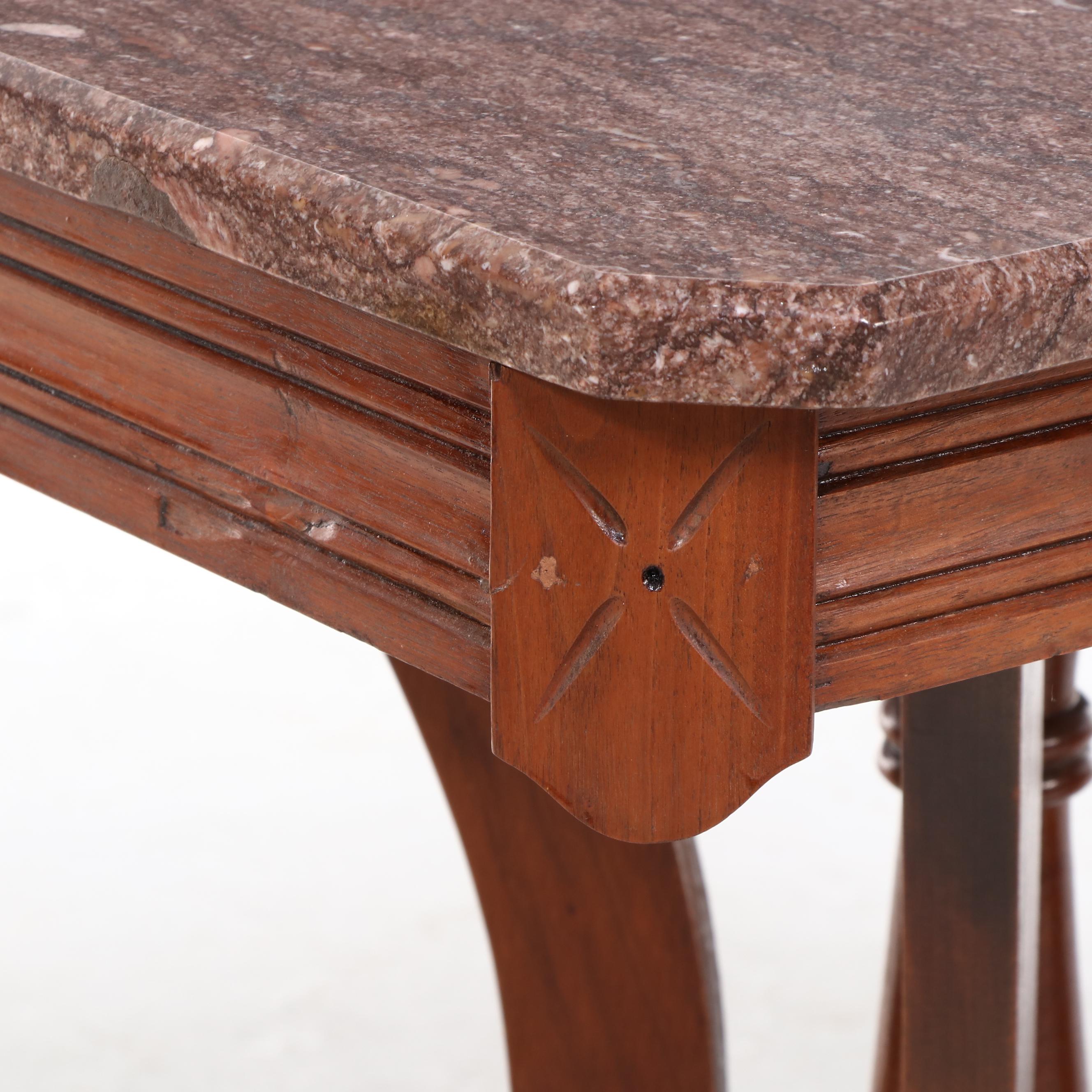 Victorian Eastlake Style Marble Top Side Table, Late 19th/ Early 20th Century