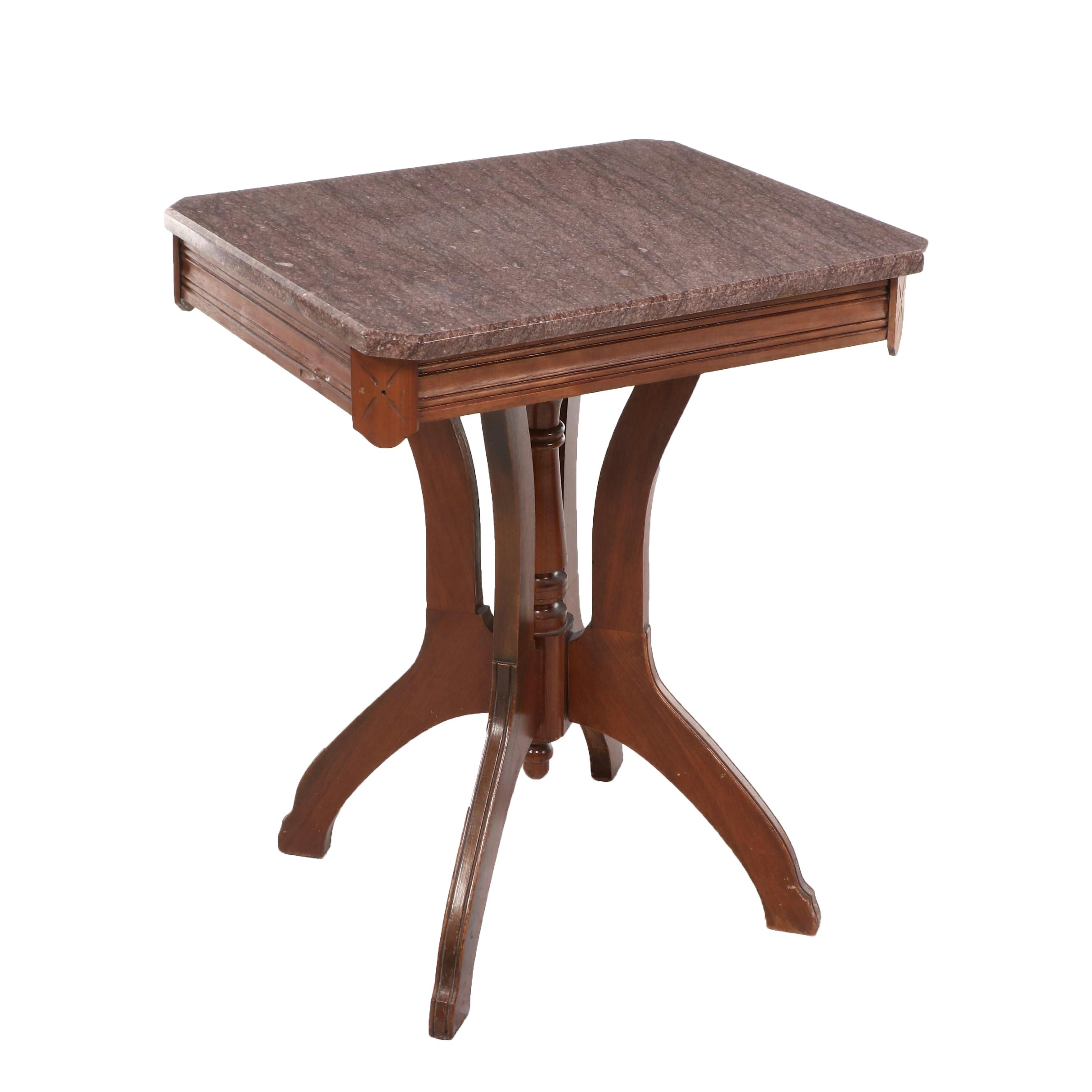 Victorian Eastlake Style Marble Top Side Table, Late 19th/ Early 20th Century