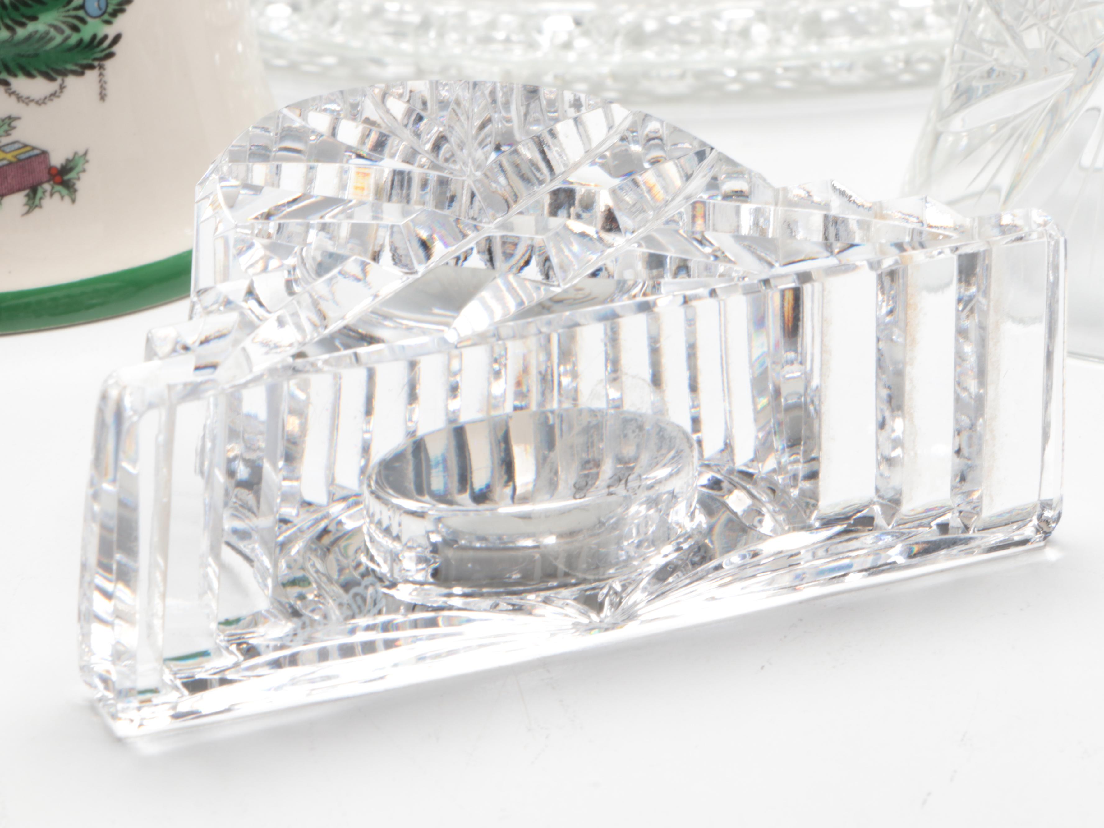 Waterford "Wharton" Crystal Mantel Clock with Other Table Accessories