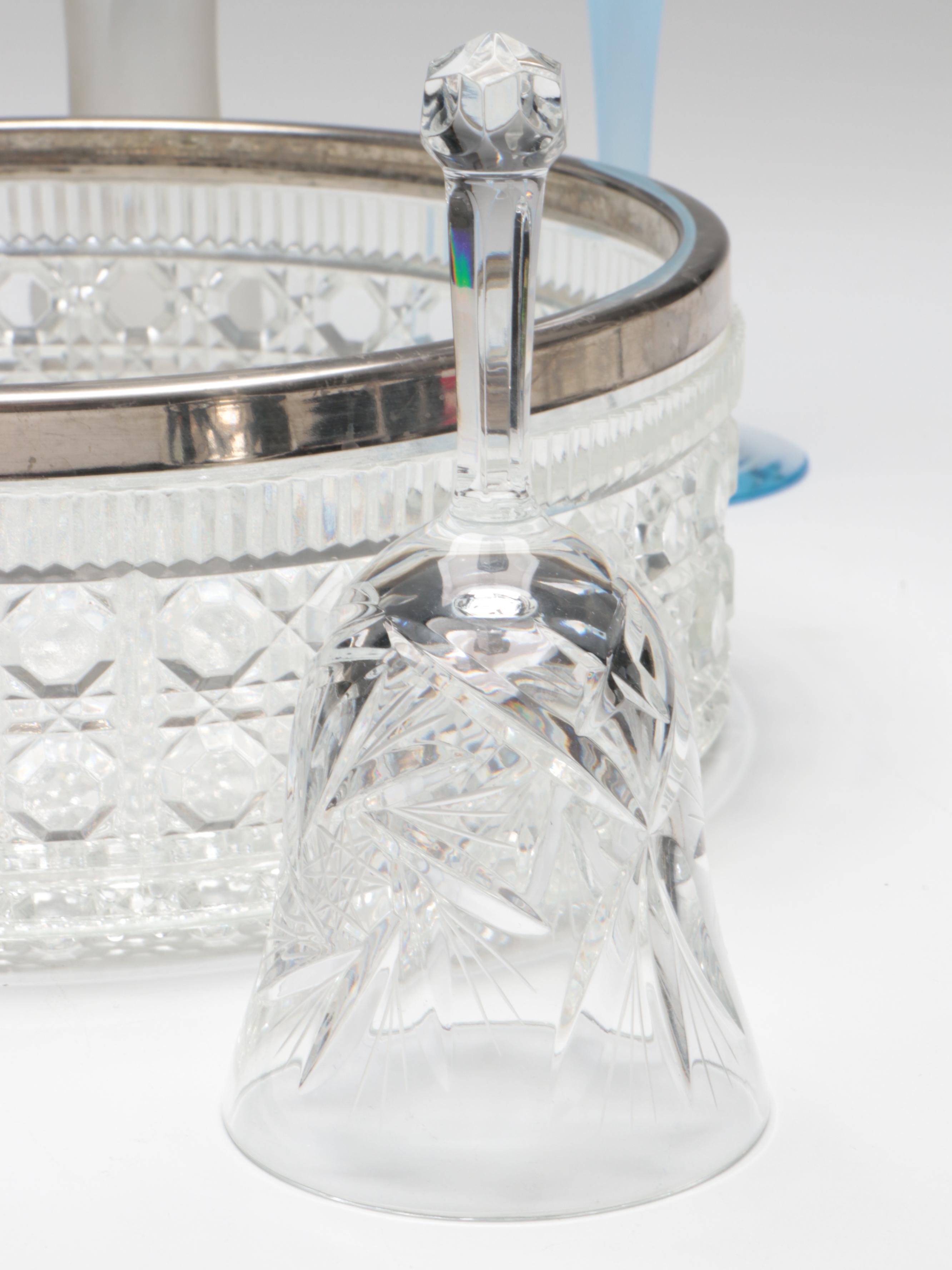 Waterford "Wharton" Crystal Mantel Clock with Other Table Accessories