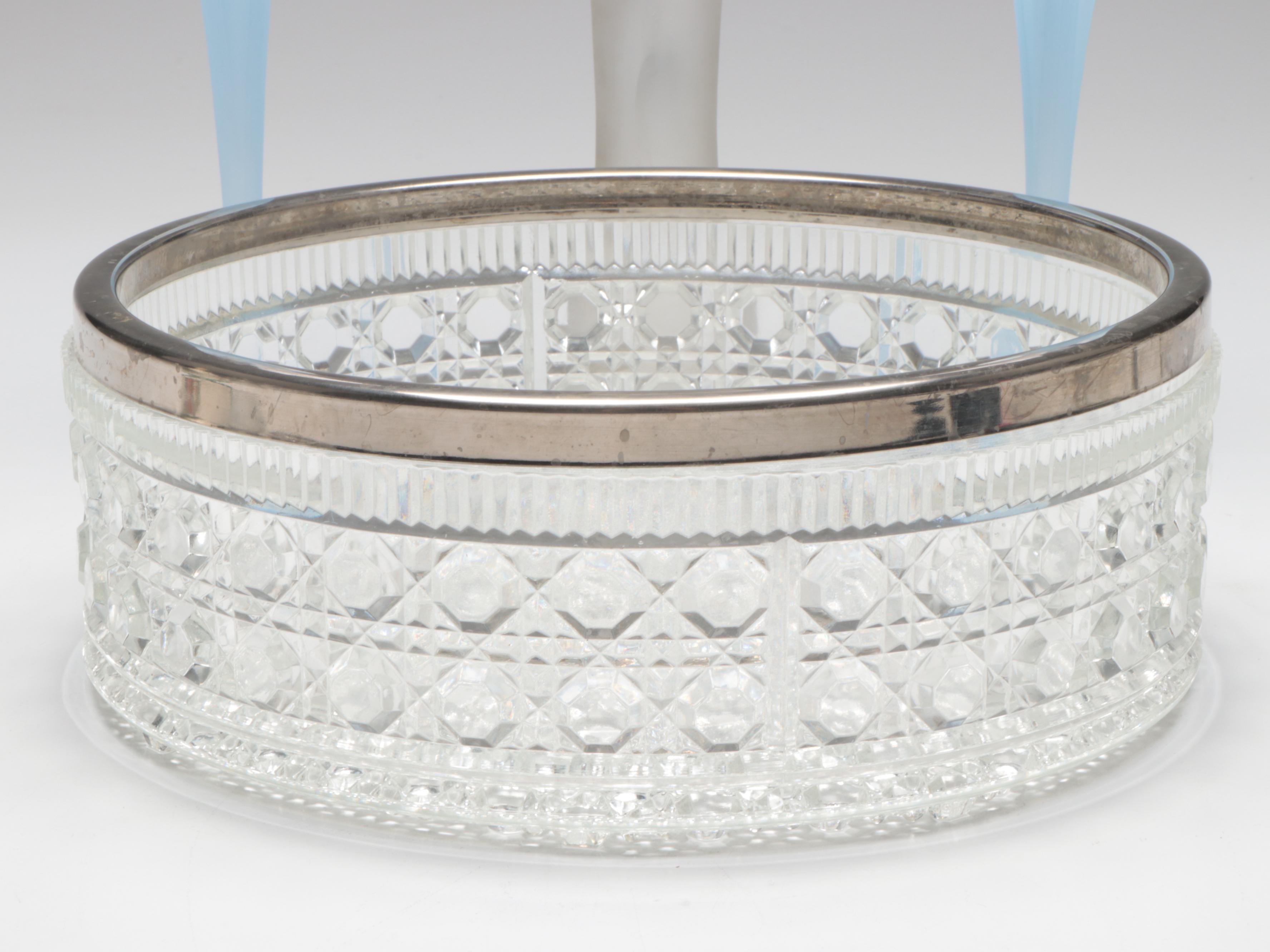 Waterford "Wharton" Crystal Mantel Clock with Other Table Accessories