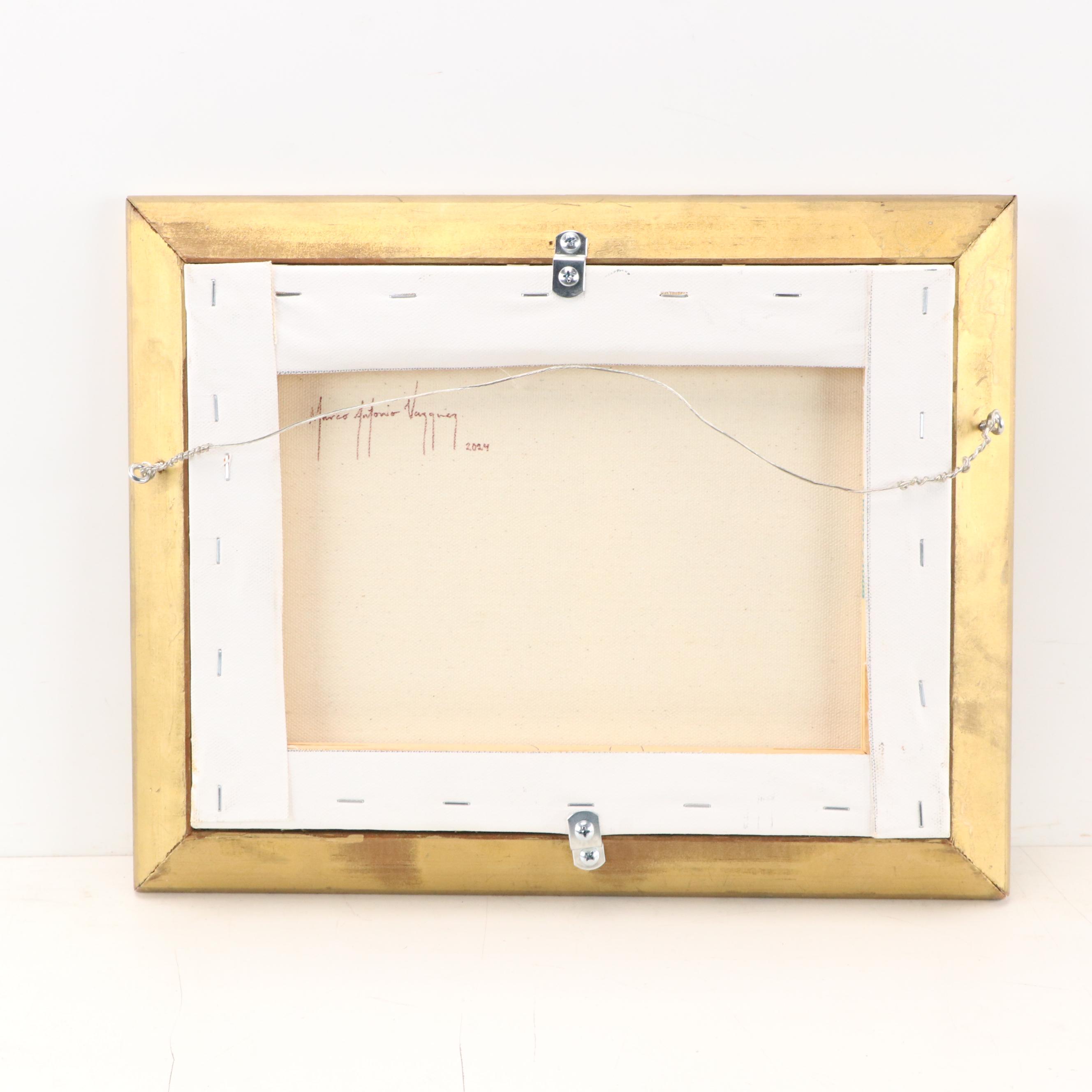 Marco Antonio Vasquez Oil Painting of a Boat, 21st Century