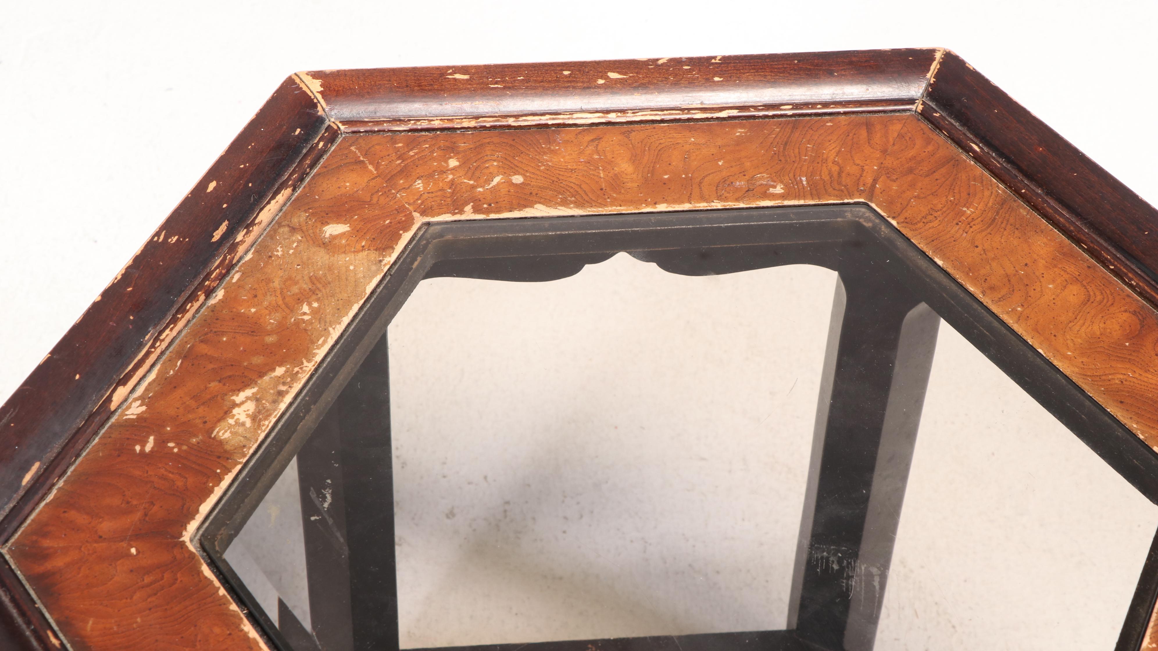 Three Gordon's Inc Chinese Style Elm, Ebonized, & Smoked Glass Occasional Tables