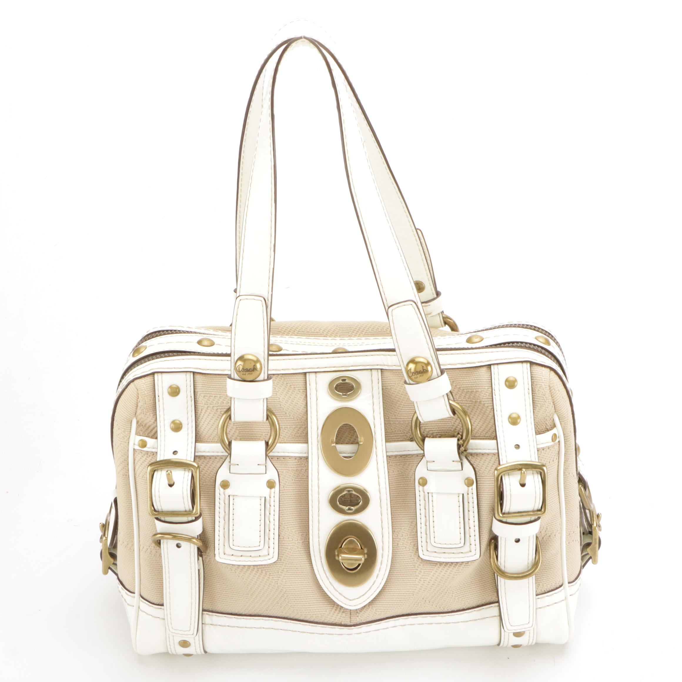 Coach Legacy Lily Satchel and Mini Zoe Hobo Bag in Canvas with Leather Trims