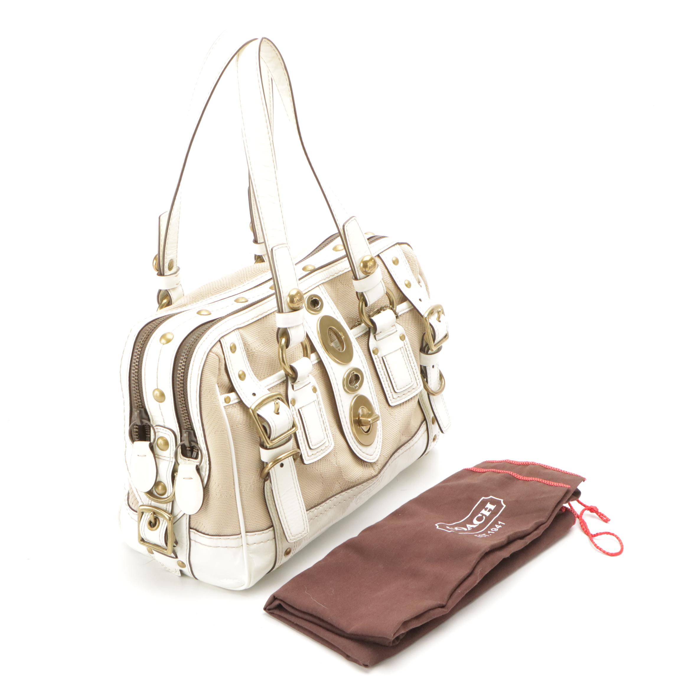Coach Legacy Lily Satchel and Mini Zoe Hobo Bag in Canvas with Leather Trims