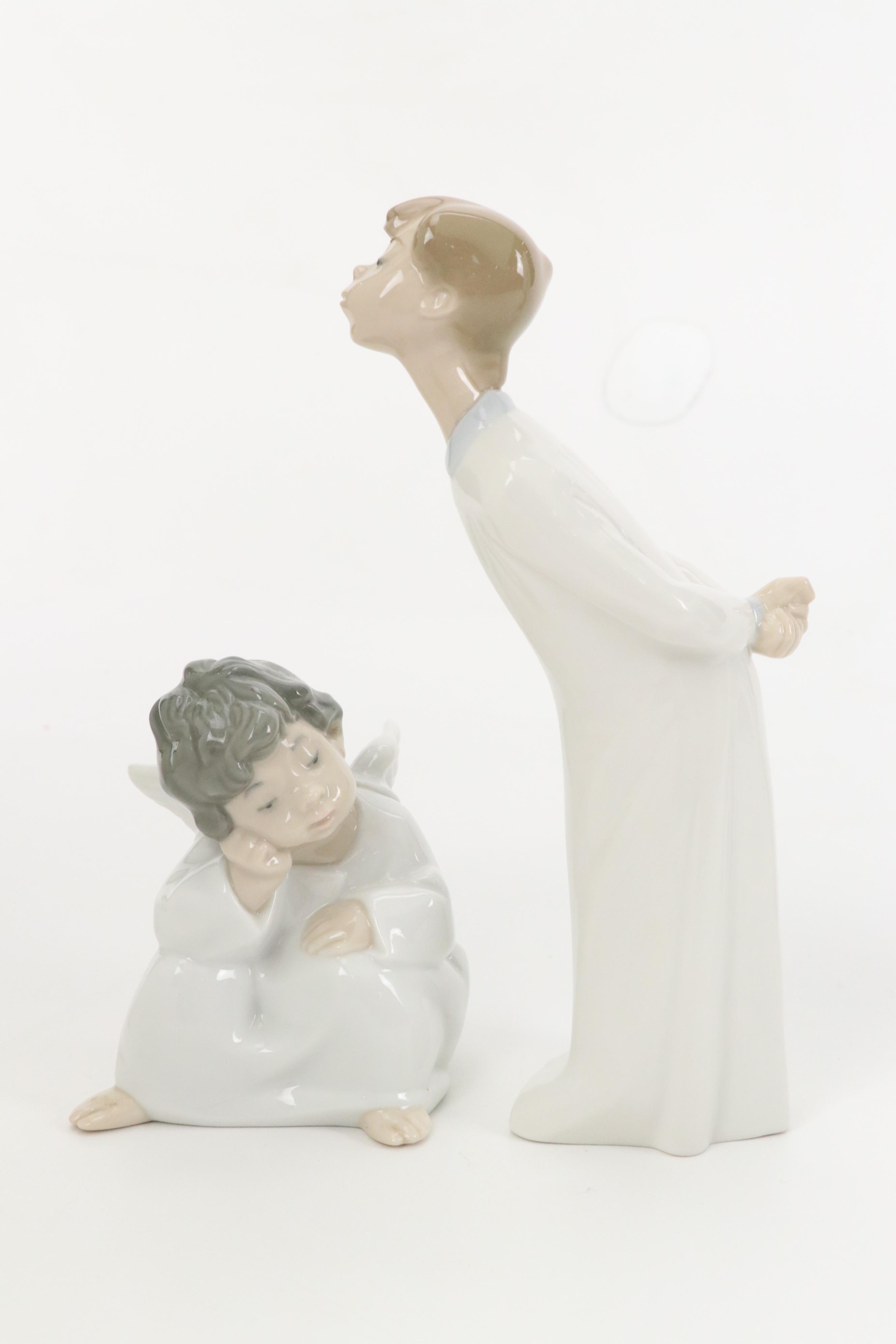 Lladró "Over the Threshold" "Boy Blowing Kiss" and More Porcelain Figurines