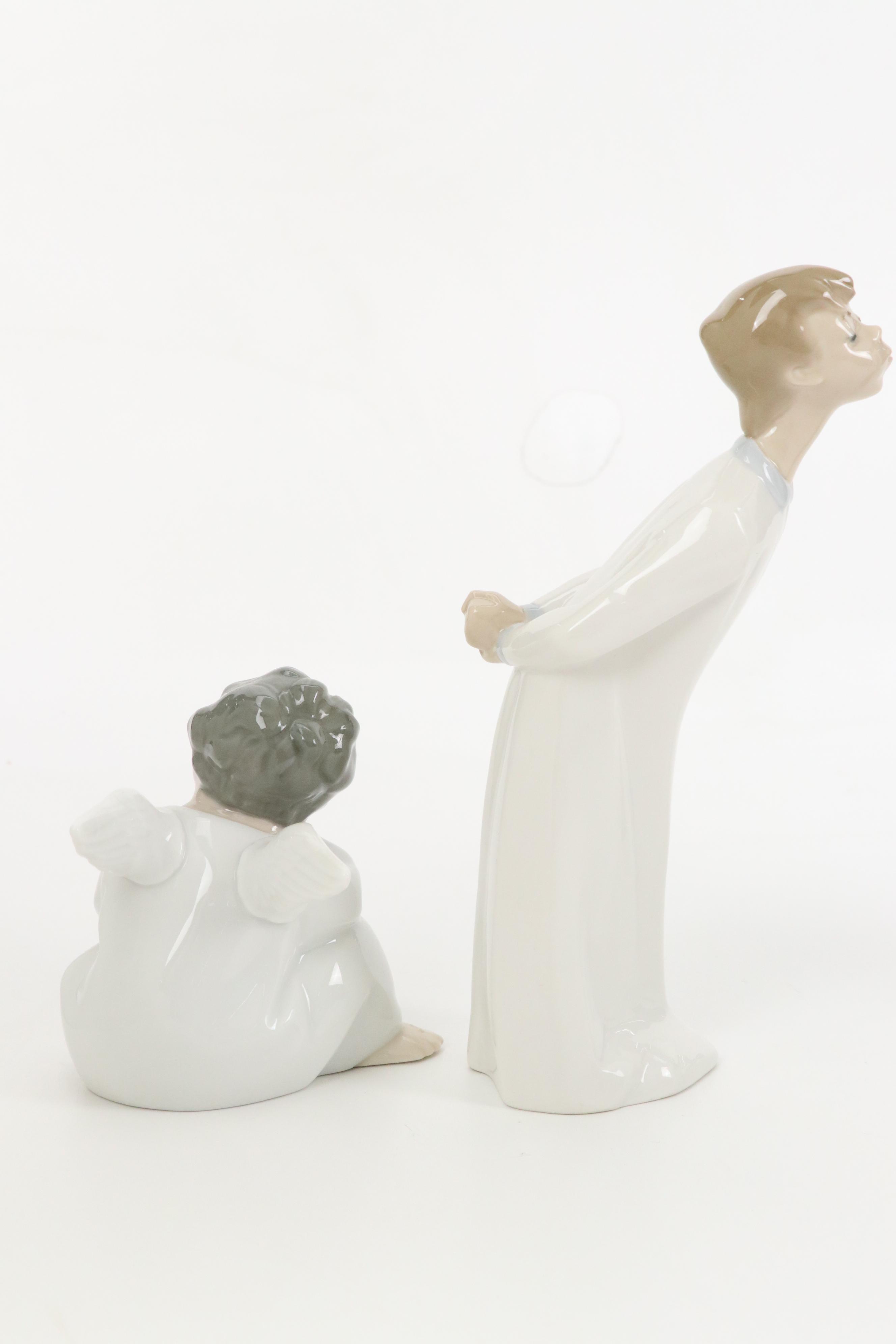 Lladró "Over the Threshold" "Boy Blowing Kiss" and More Porcelain Figurines