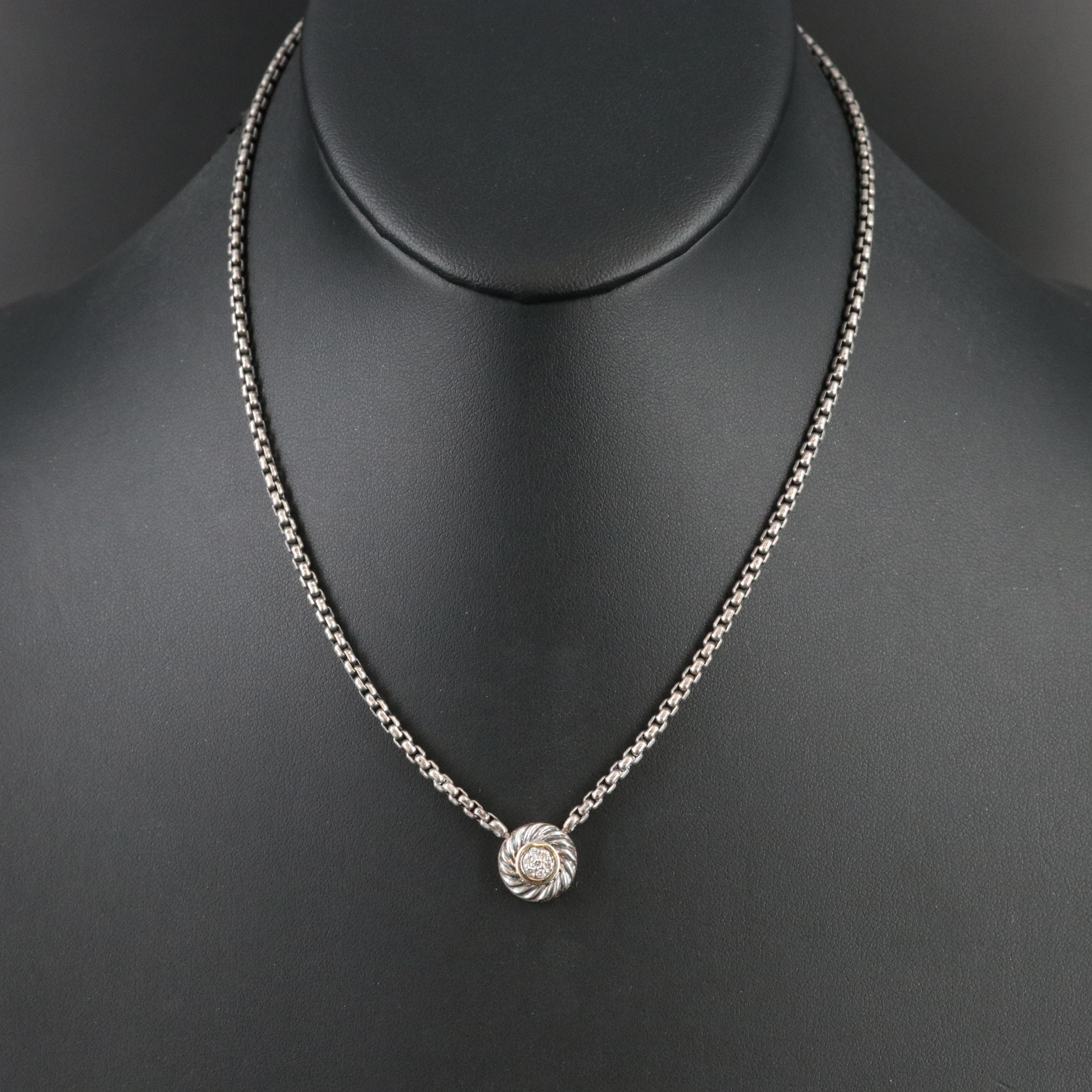 David Yurman Cookie Sterling, 18K and Diamond Necklace