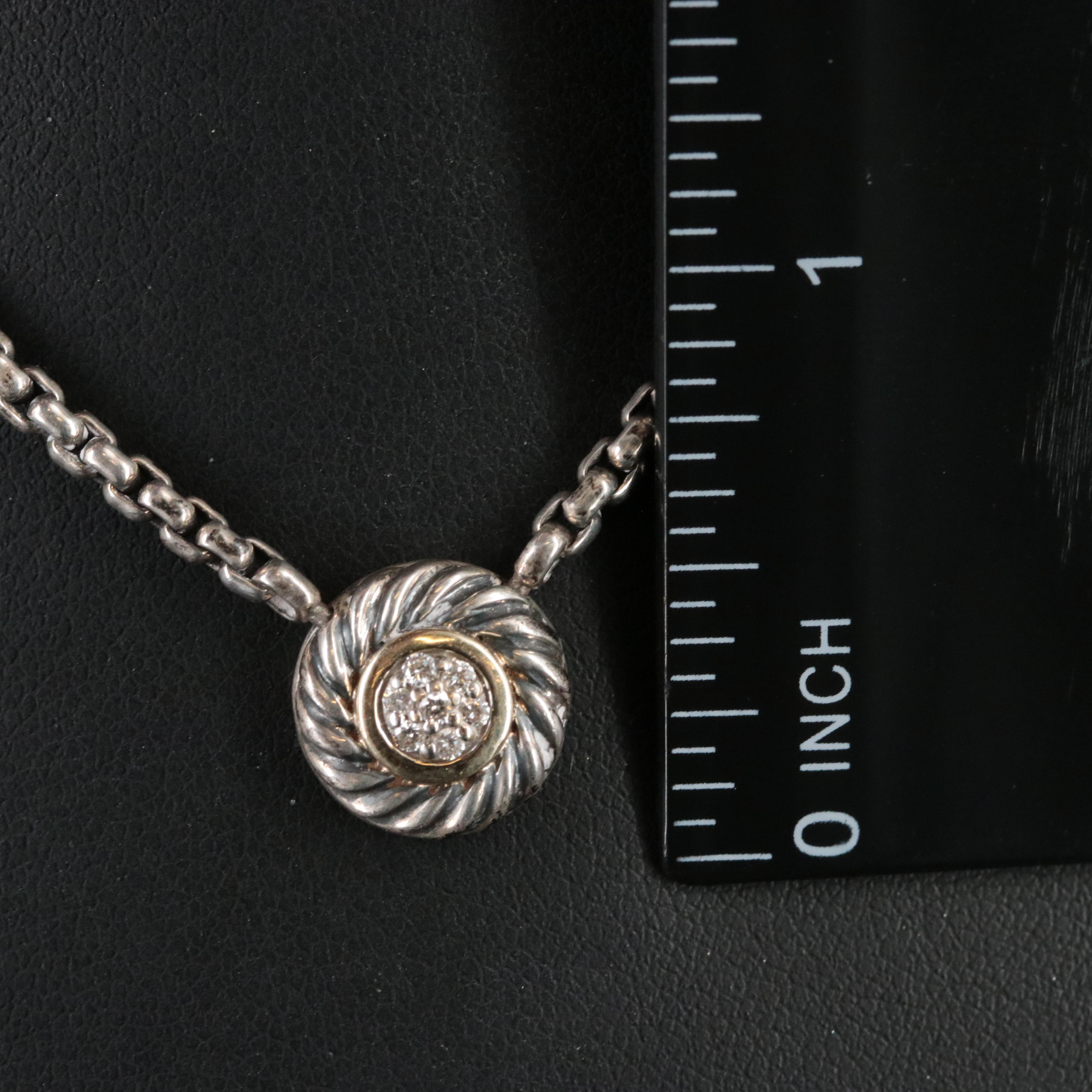 David Yurman Cookie Sterling, 18K and Diamond Necklace