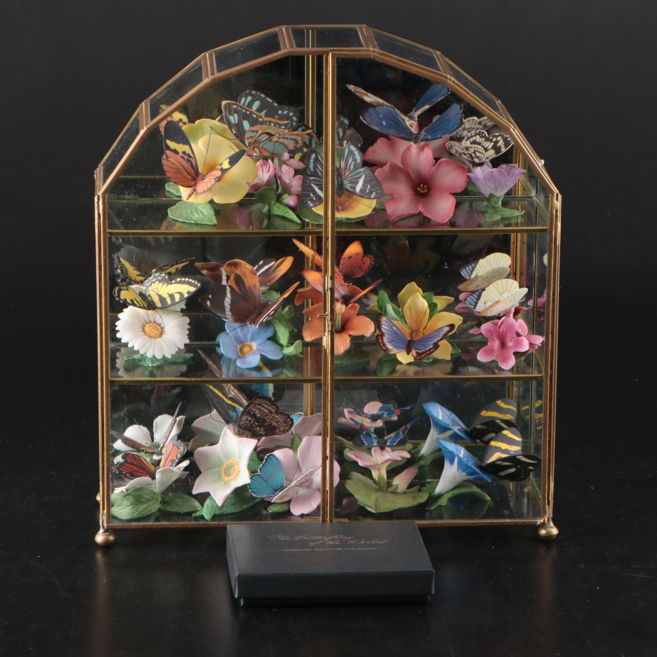 Franklin Mint "Butterflies of the World" Porcelain Collection and Display, 1985