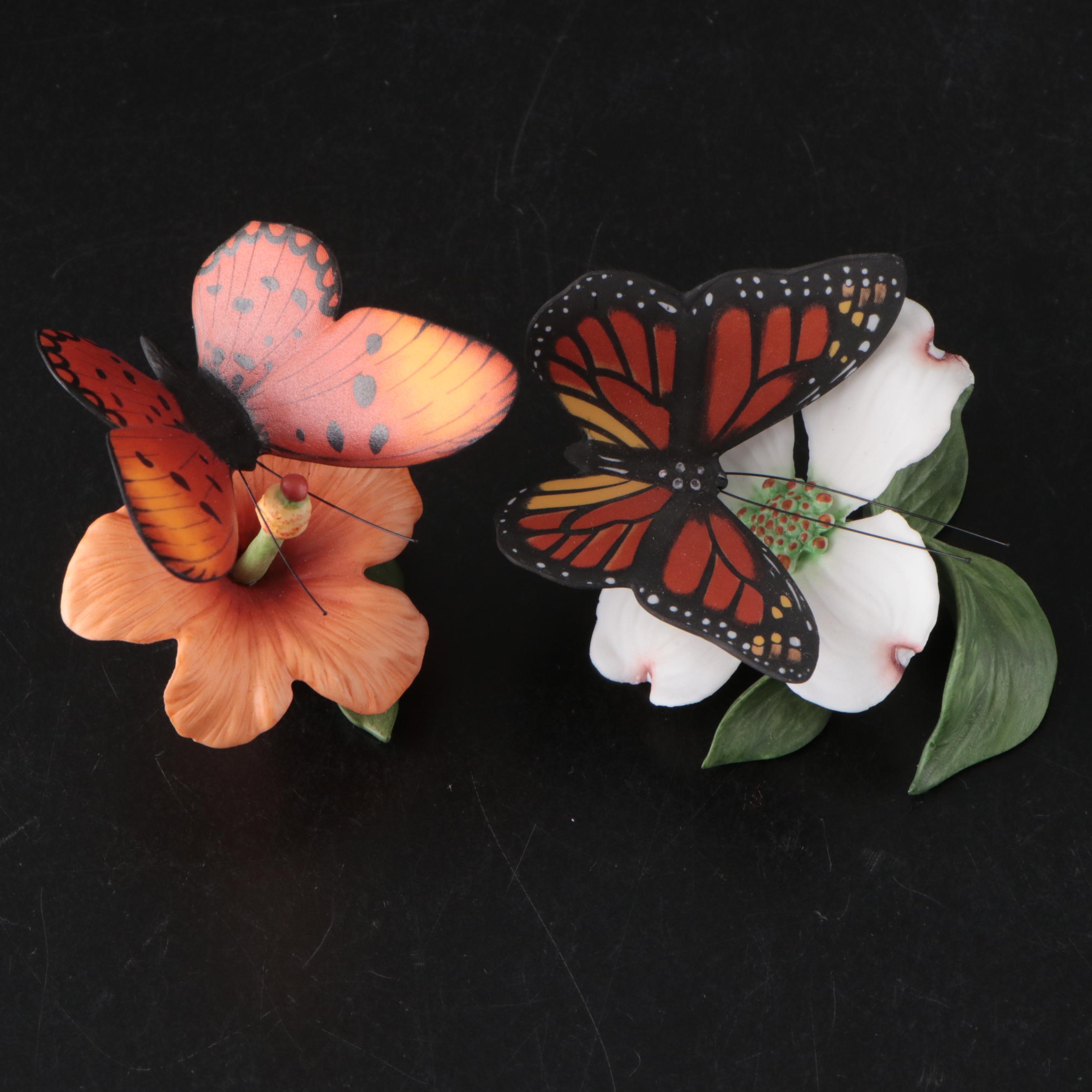 Franklin Mint "Butterflies of the World" Porcelain Collection and Display, 1985