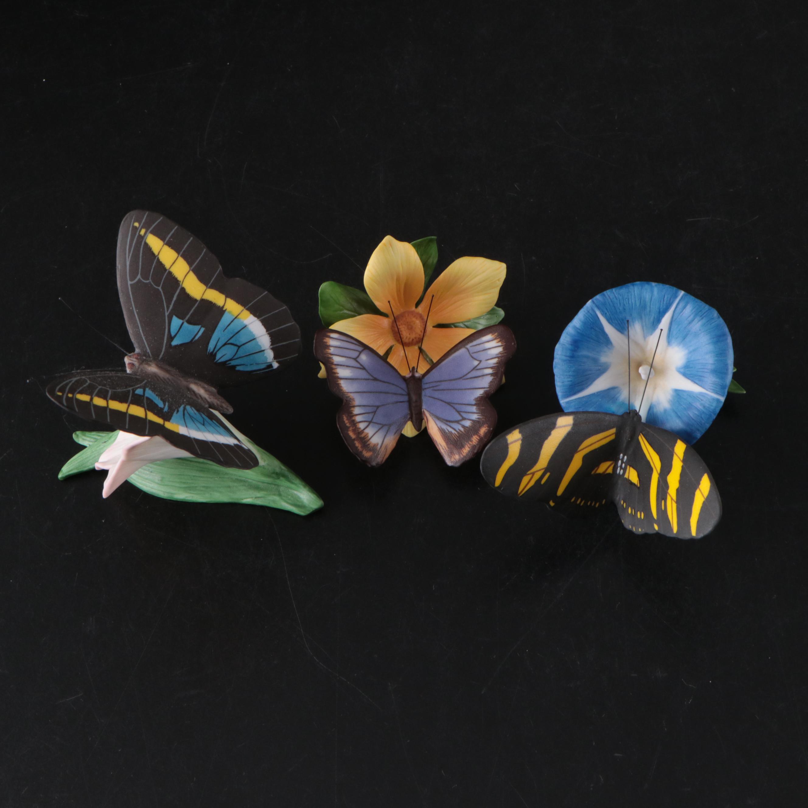 Franklin Mint "Butterflies of the World" Porcelain Collection and Display, 1985