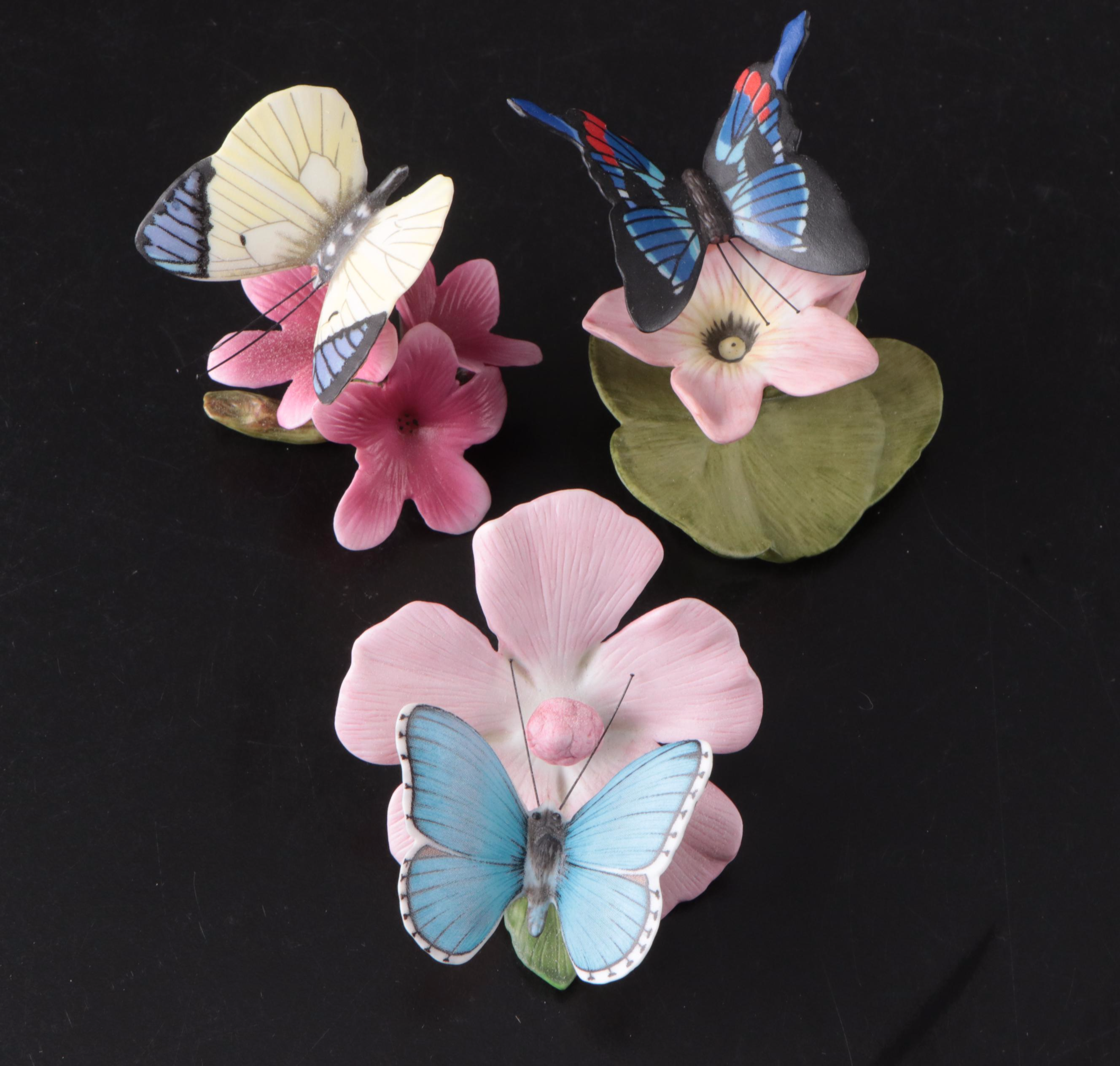 Franklin Mint "Butterflies of the World" Porcelain Collection and Display, 1985